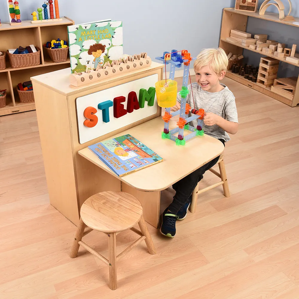 2-in-1 Learning Center with Stools and Dry-Erase Board