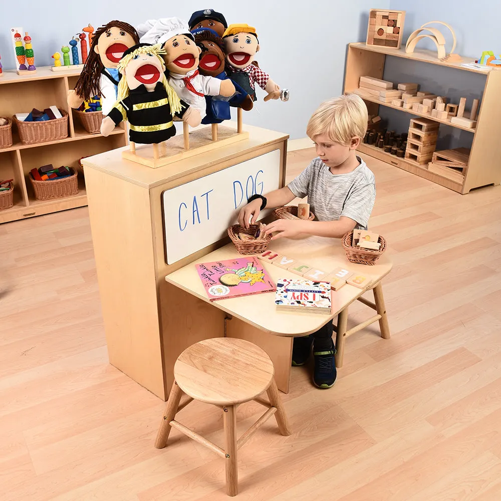 2-in-1 Learning Center with Stools and Dry-Erase Board