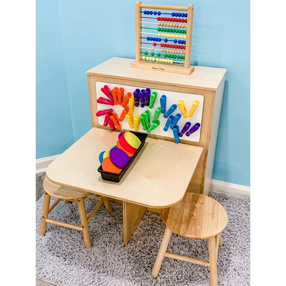 2-in-1 Learning Center with Stools and Dry-Erase Board