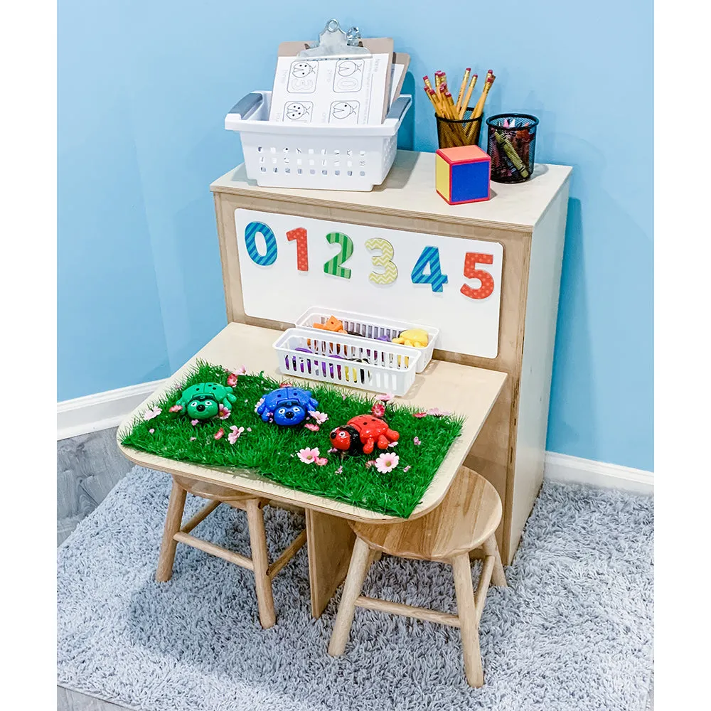 2-in-1 Learning Center with Stools and Dry-Erase Board