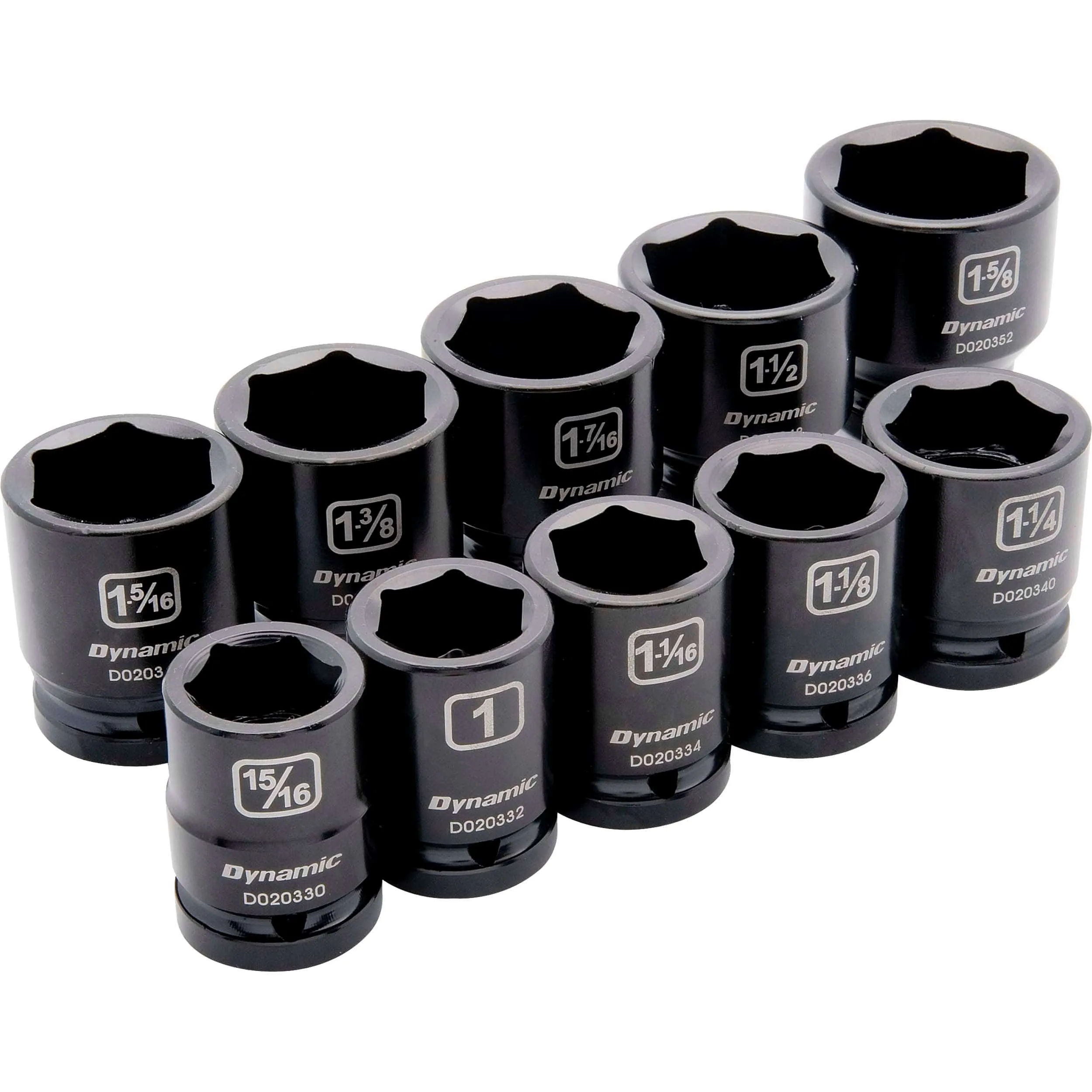 3/4" Drive 10pc 6-Point Standard Impact SAE Socket Set, 15/16" - 1-5/8"