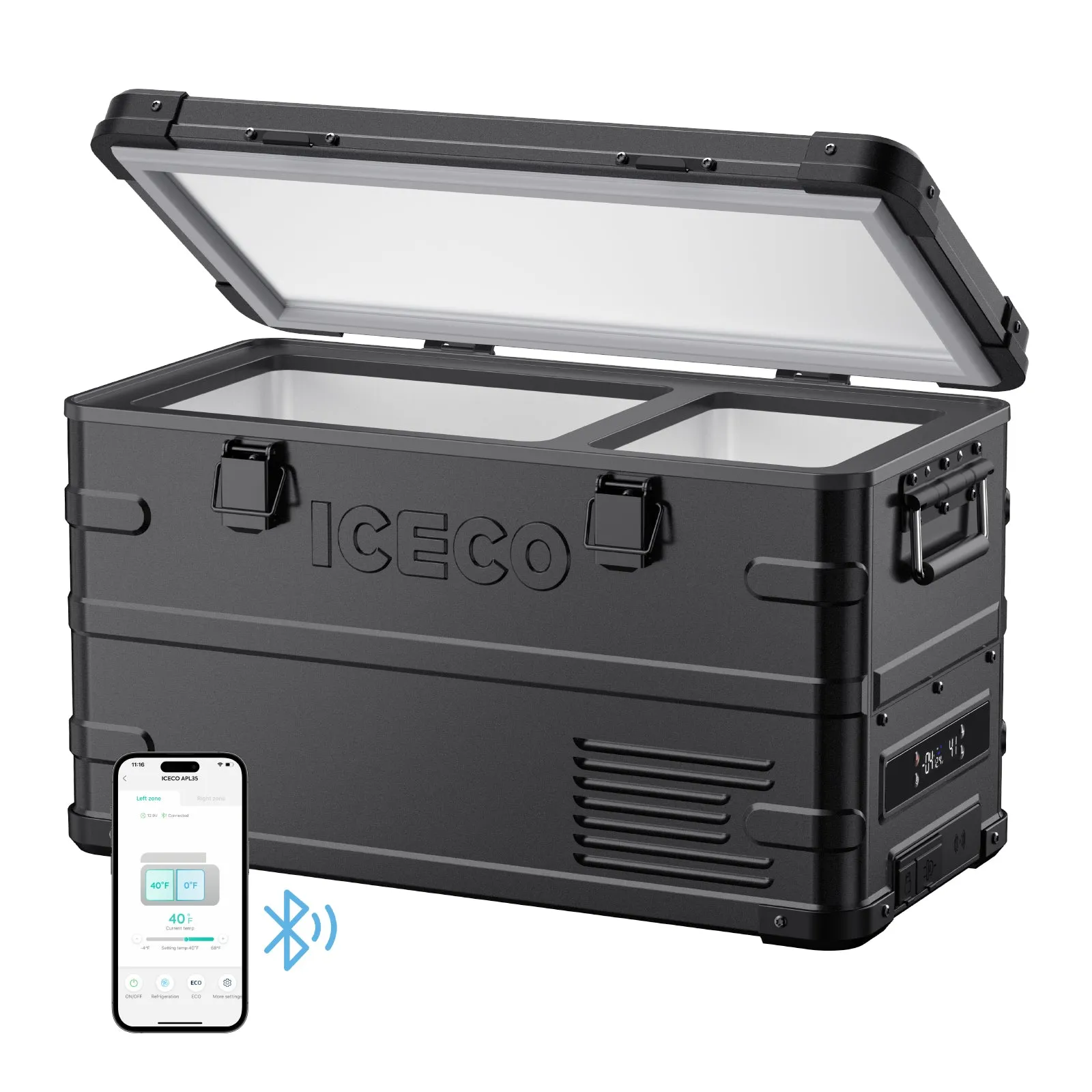 37QT APL35-Black Dual Zone Aluminum Freezer With PB1000 Power Station | ICECO