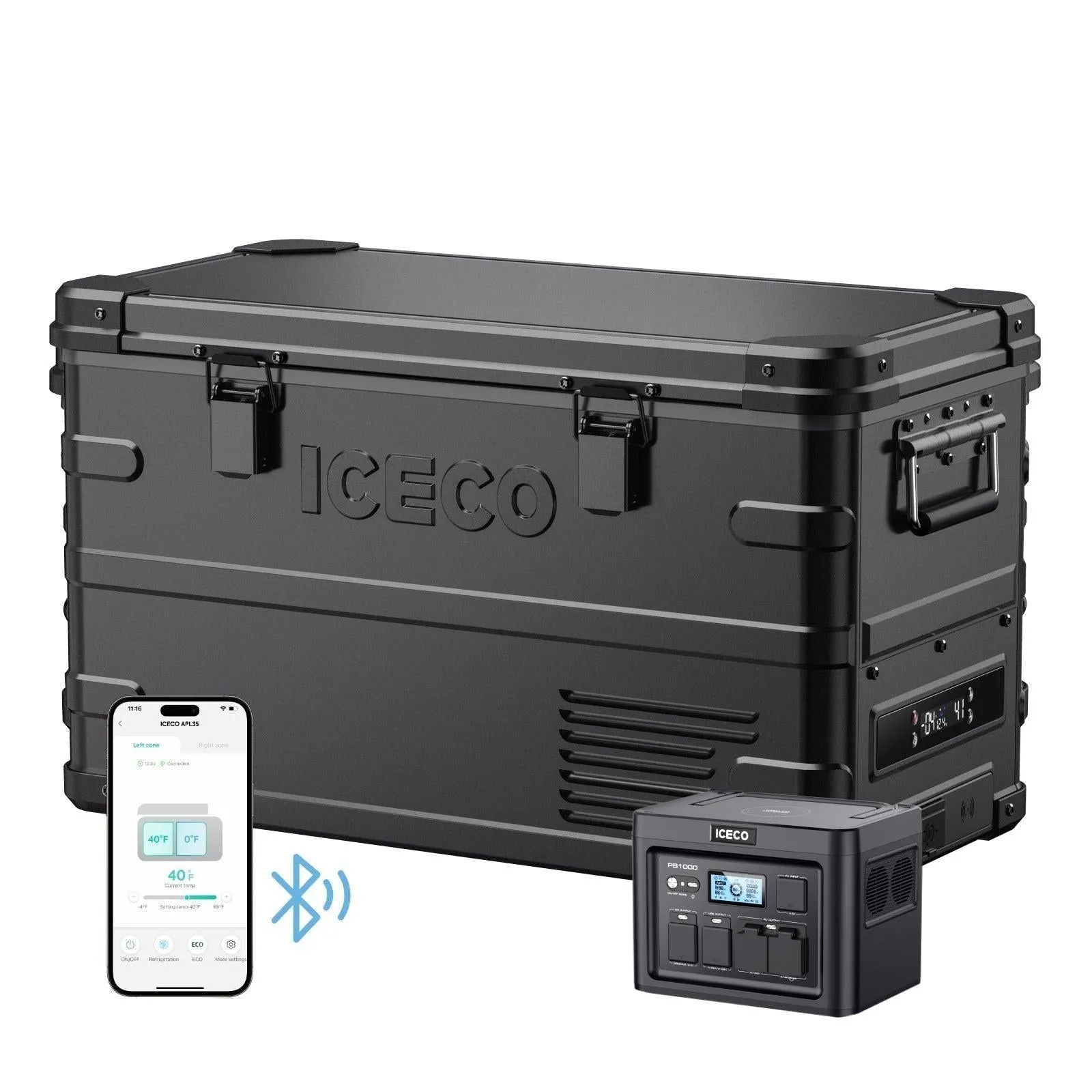 37QT APL35-Black Dual Zone Aluminum Freezer With PB1000 Power Station | ICECO