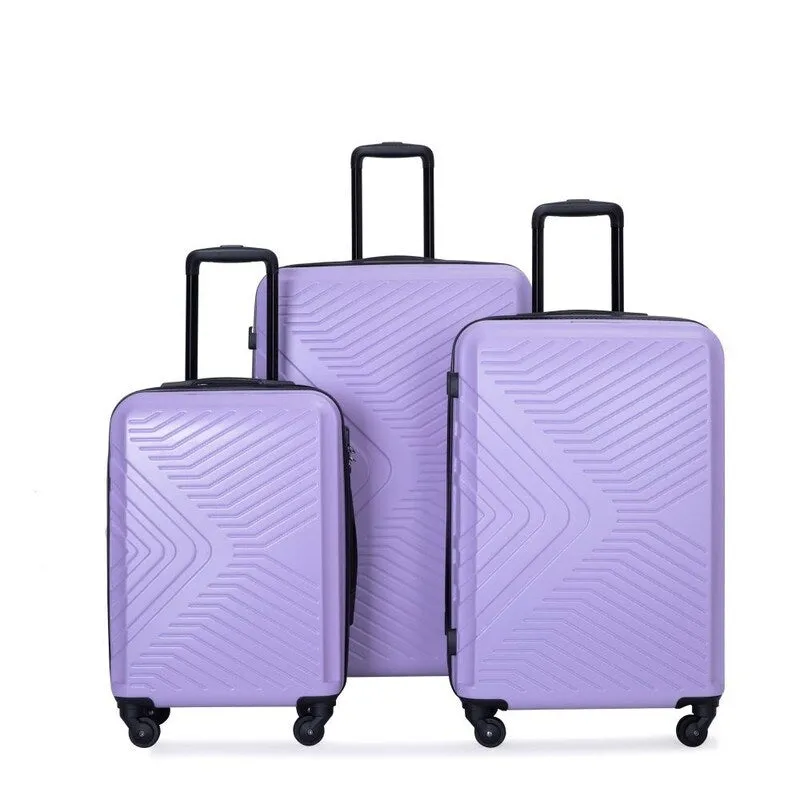 3PCS ABS Lightweight Suitcase Luggage Set with Two Hooks and TSA Lock