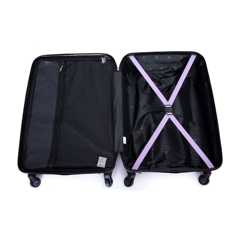 3PCS ABS Lightweight Suitcase Luggage Set with Two Hooks and TSA Lock