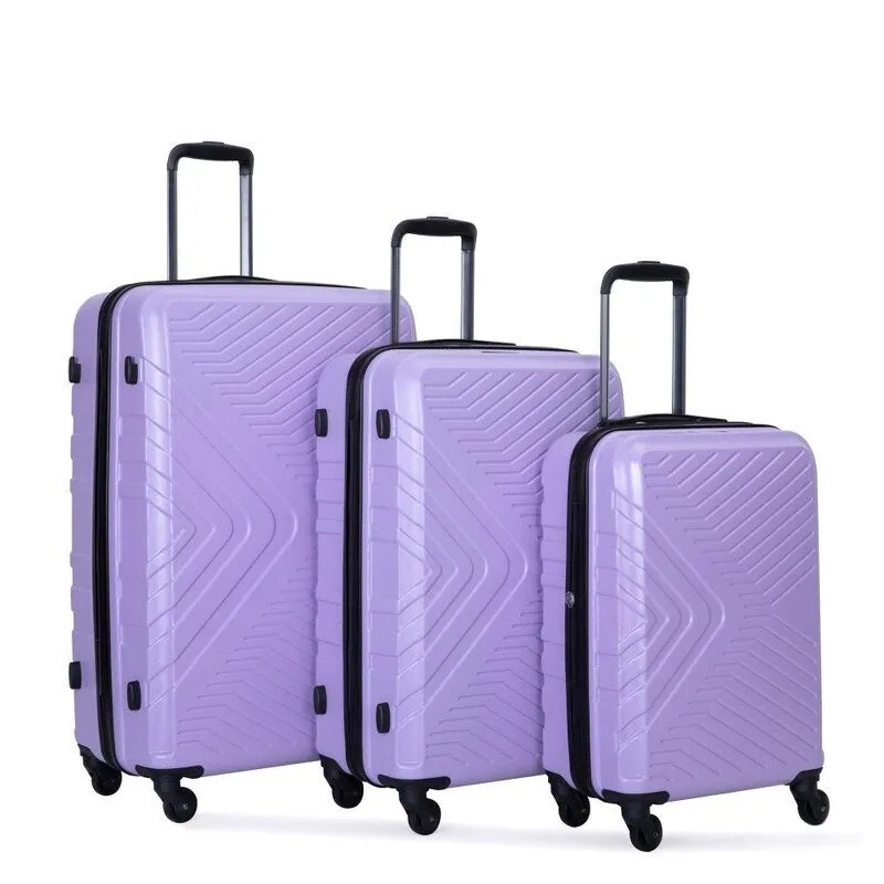 3PCS ABS Lightweight Suitcase Luggage Set with Two Hooks and TSA Lock