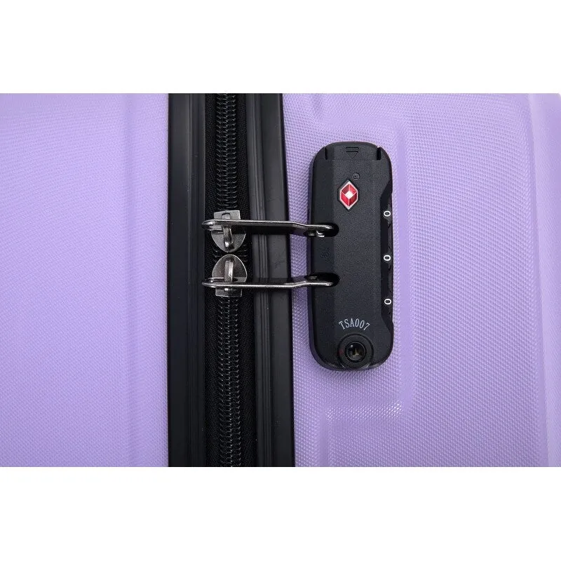 3PCS ABS Lightweight Suitcase Luggage Set with Two Hooks and TSA Lock