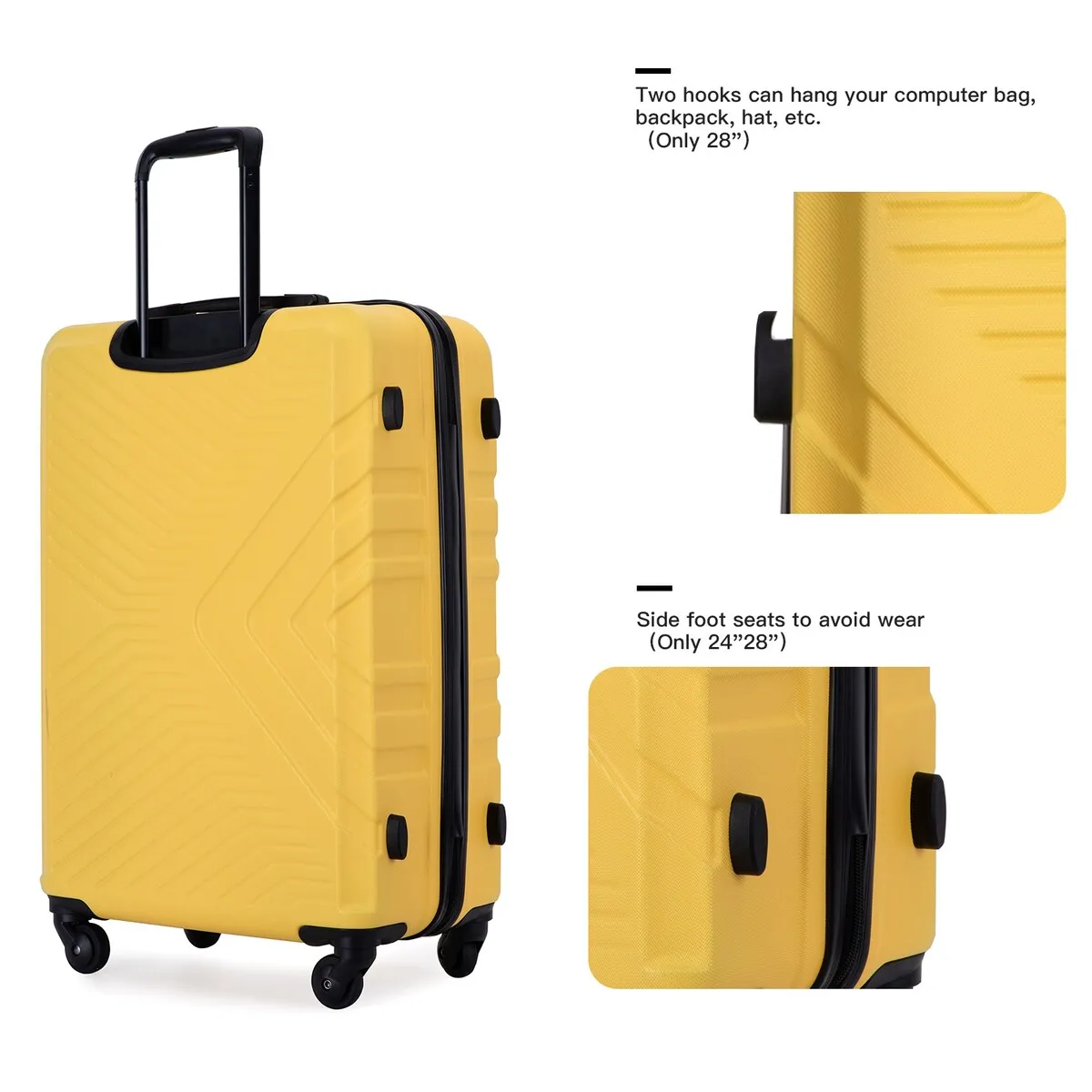 3Pcs Luggage Suitcase with TSA Lock,Wheels and Hooks