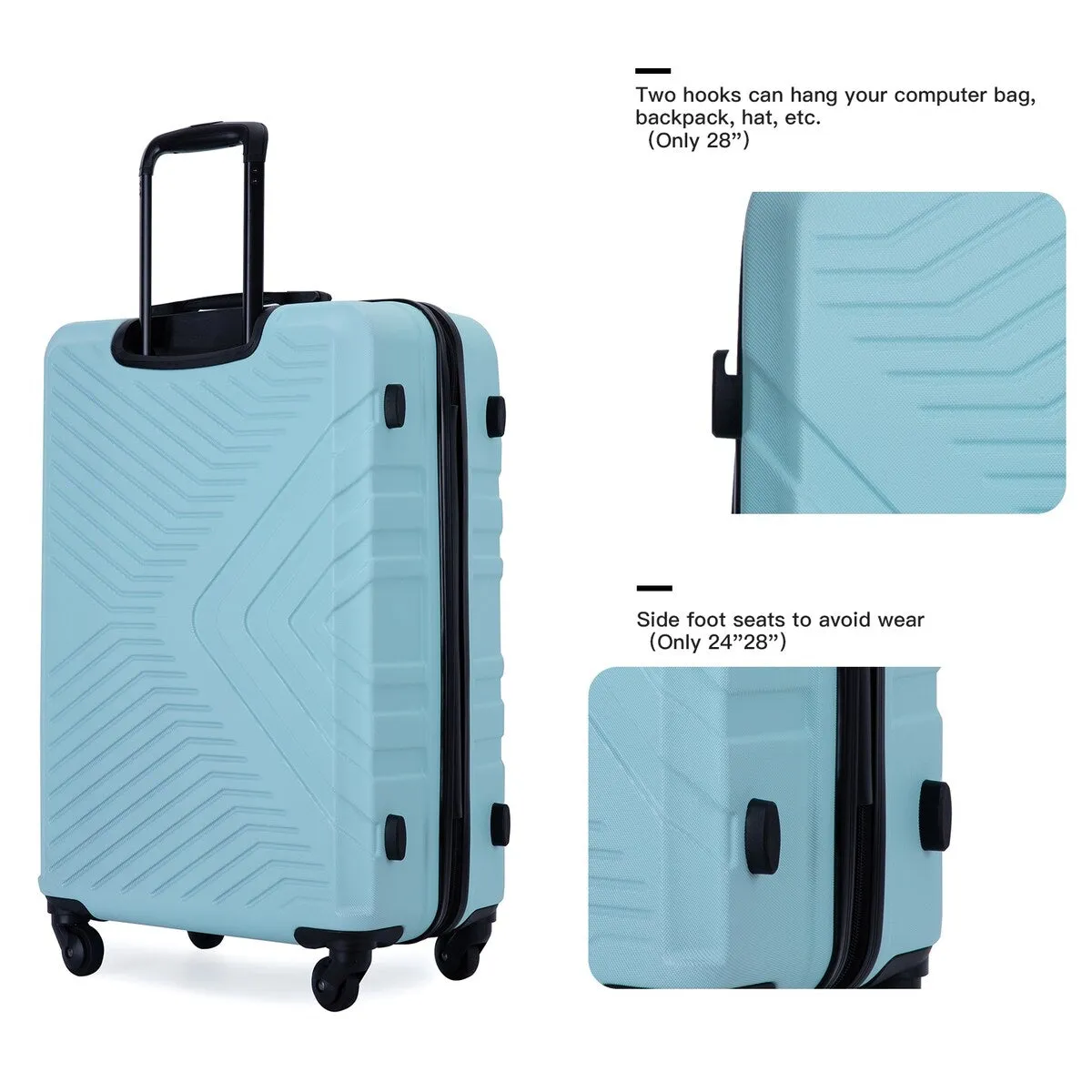 3Pcs Luggage Suitcase with TSA Lock,Wheels and Hooks