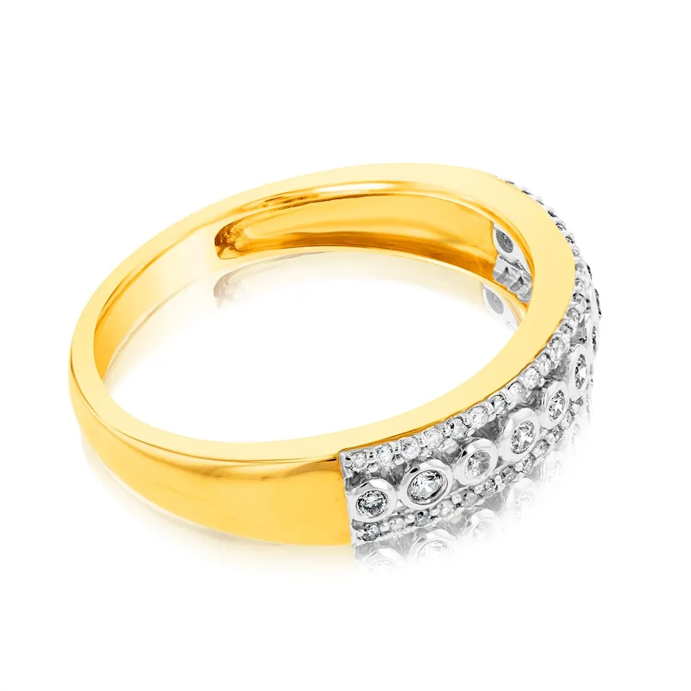 9ct Yellow Gold Bezel 1/5 Carat Diamond Dress Ring with Brilliant Diamonds