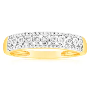 9ct Yellow Gold Bezel 1/5 Carat Diamond Dress Ring with Brilliant Diamonds