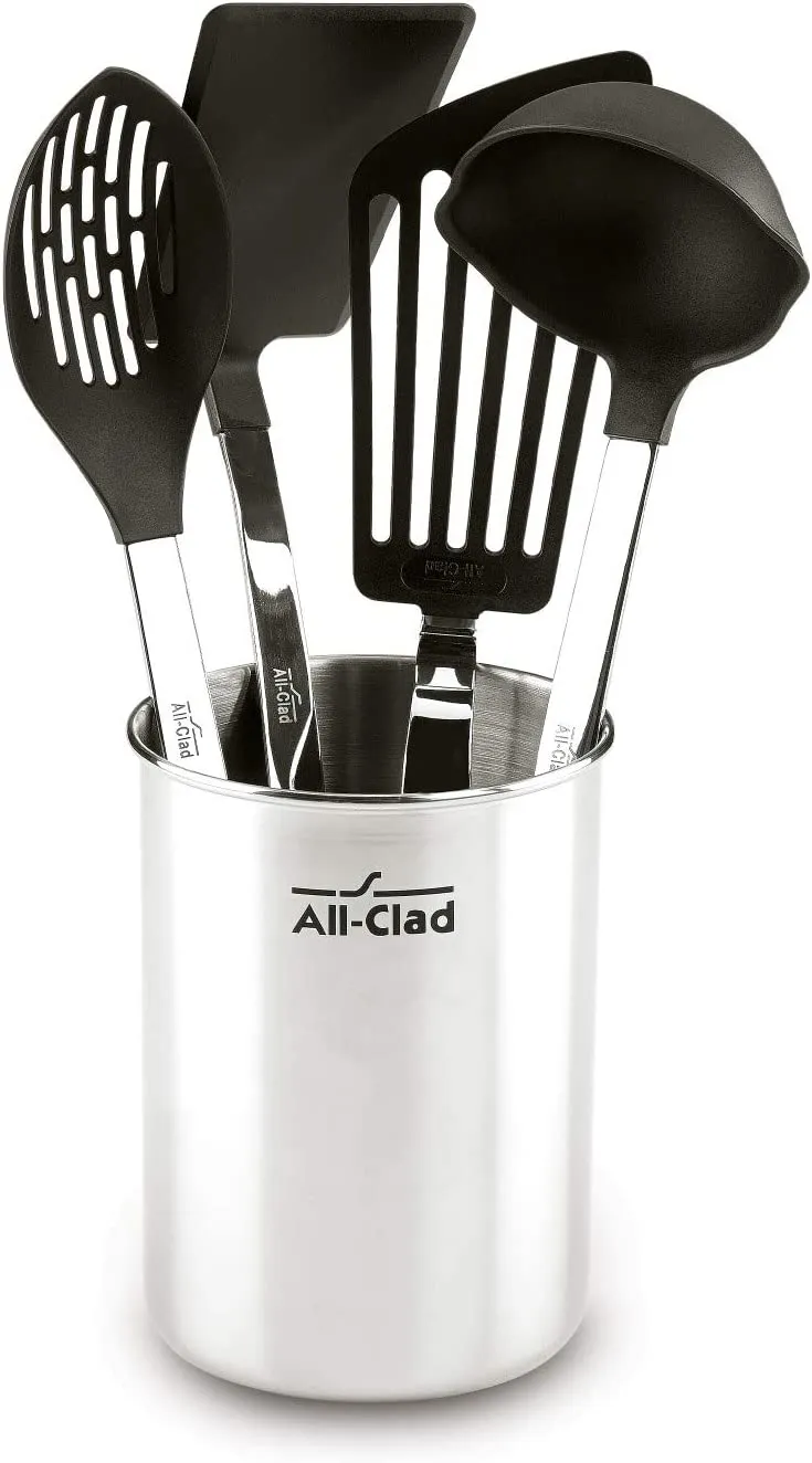 All-Clad Essentials Nonstick 2.5 sauce Pan and 8.5 Inch Fry set AND All-Clad Essentials Nonstick 2.5 sauce Pan and 8.5 Inch Fry set AND All-Clad Professional Stainless Steel Kitchen Tool Set, 5-Piece, Non-stick utensils