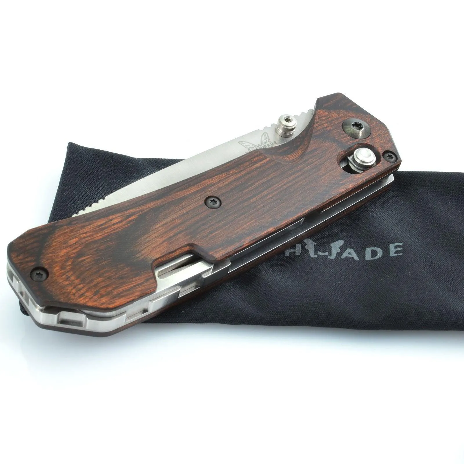Benchmade Knife - Grizzly Creek Wood Handle Steel Blade Axis Lock Folder | 15060-2