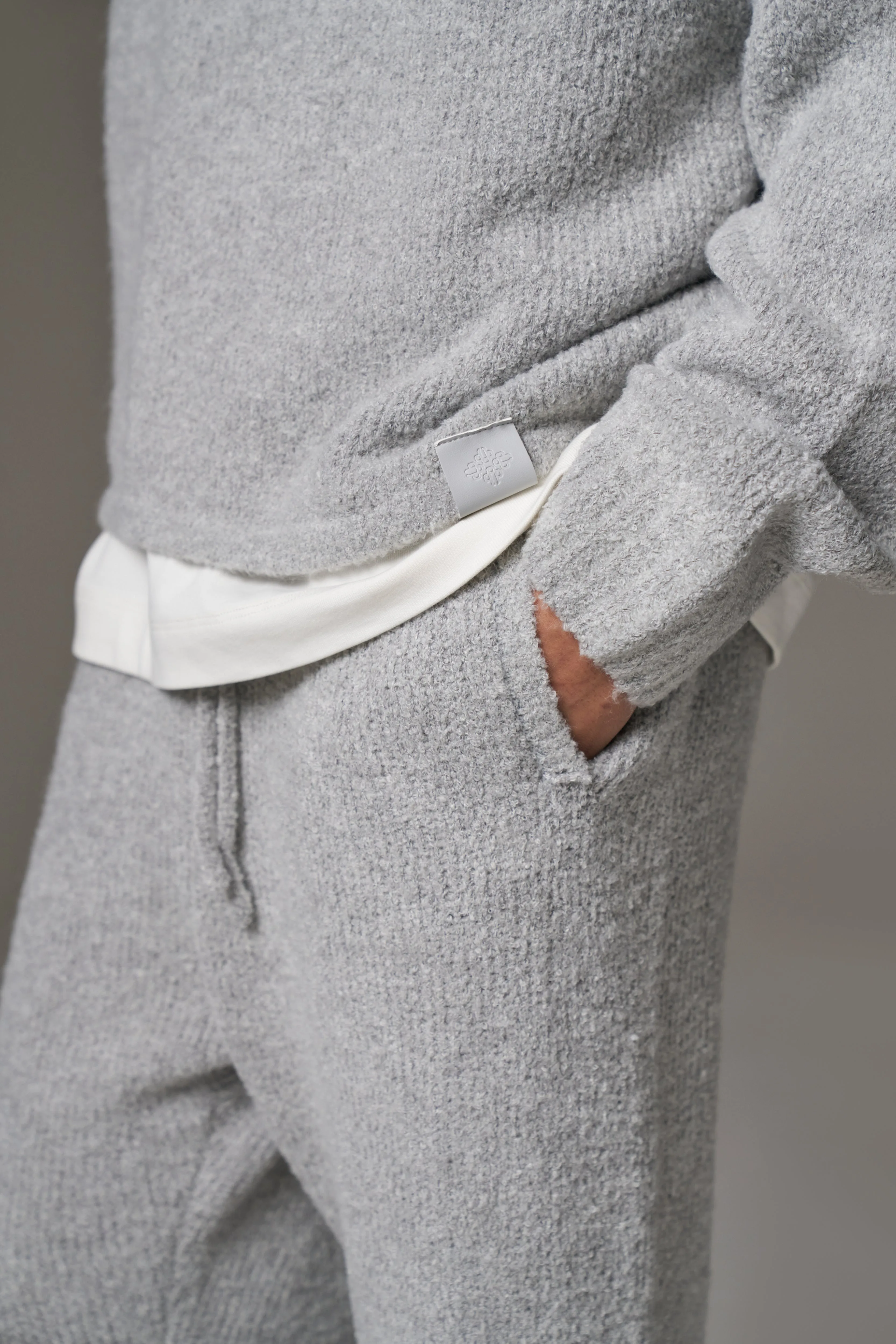 BOUCLE KNIT PANTS - GREY MARL