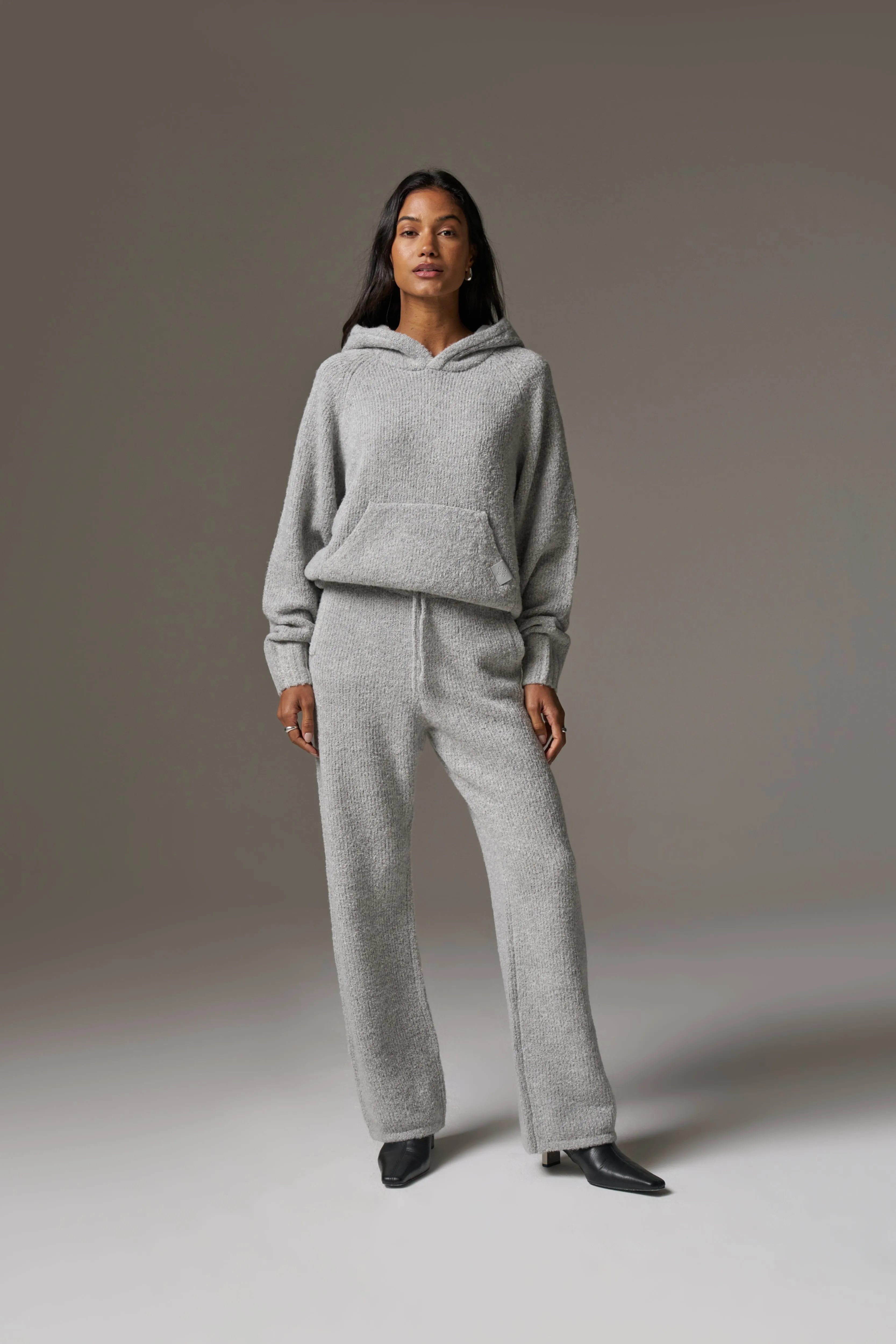 BOUCLE KNIT PANTS - GREY MARL