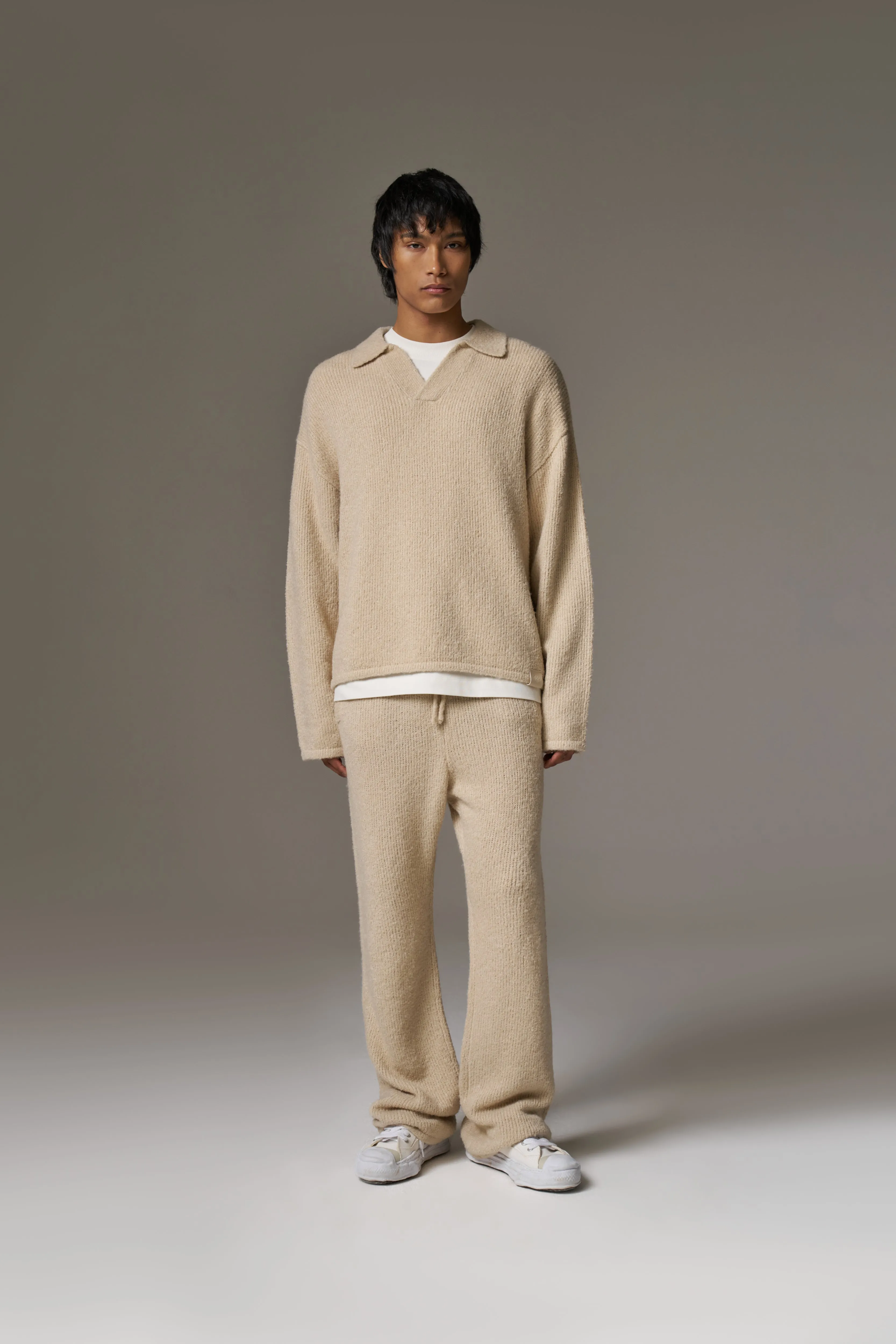 BOUCLE KNIT PANTS - STONE