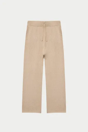 BOUCLE KNIT PANTS - STONE
