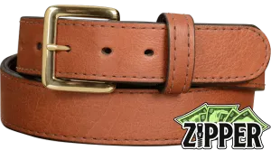 Brown American Bison Money Belt With 25" Zipper 1.50" Wide