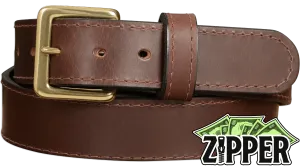 Brown English Bridle Leather Money Belt With 25" Zipper 1.50" Wide