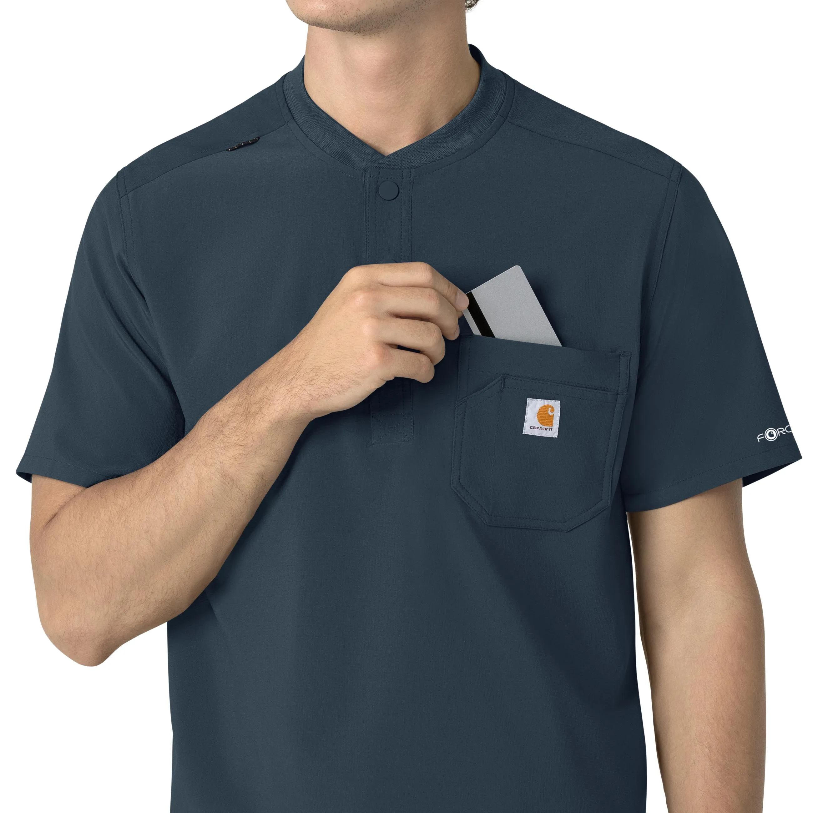 Carhartt Force Cross-Flex Men's Henley Scrub Top - Deep Navy
