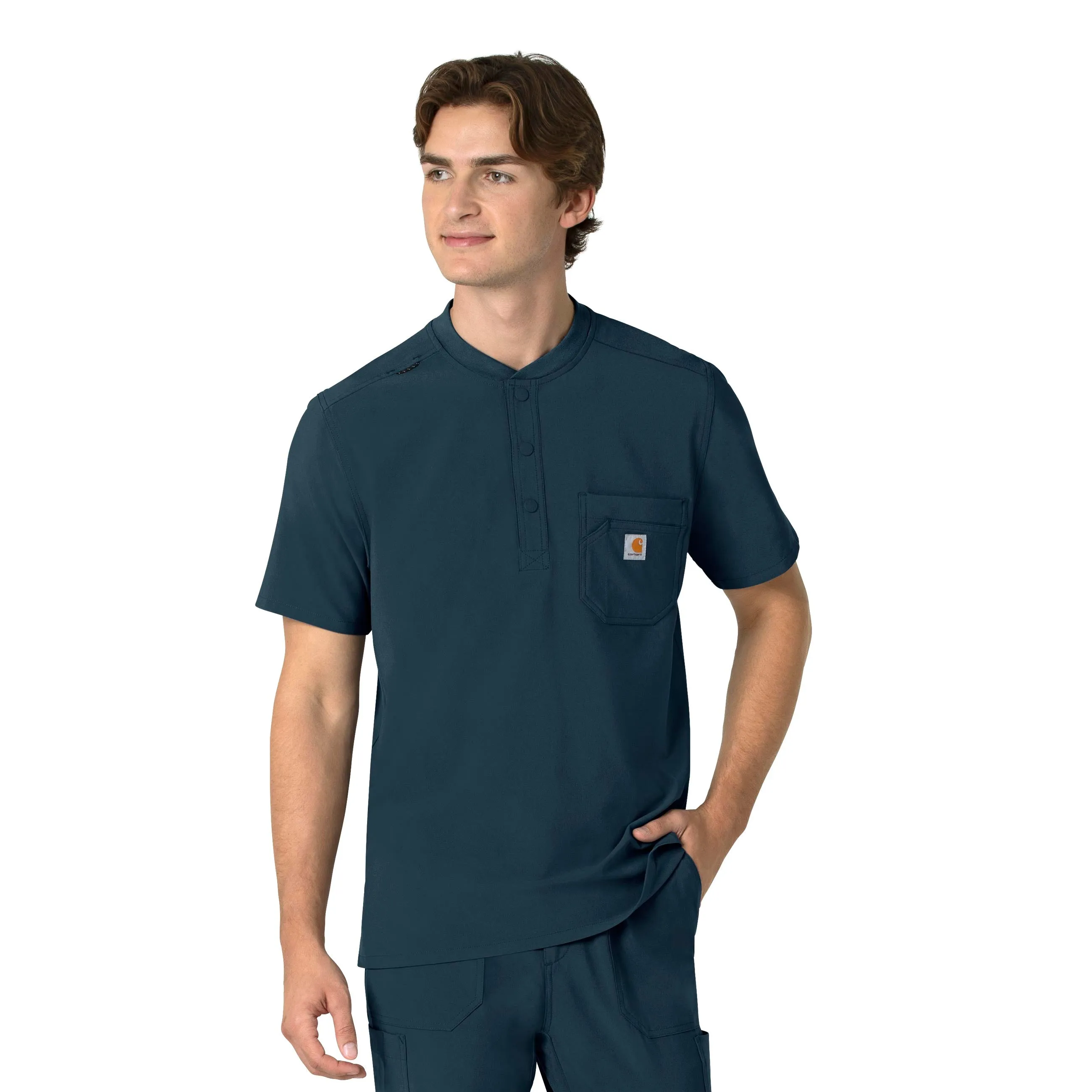 Carhartt Force Cross-Flex Men's Henley Scrub Top - Deep Navy