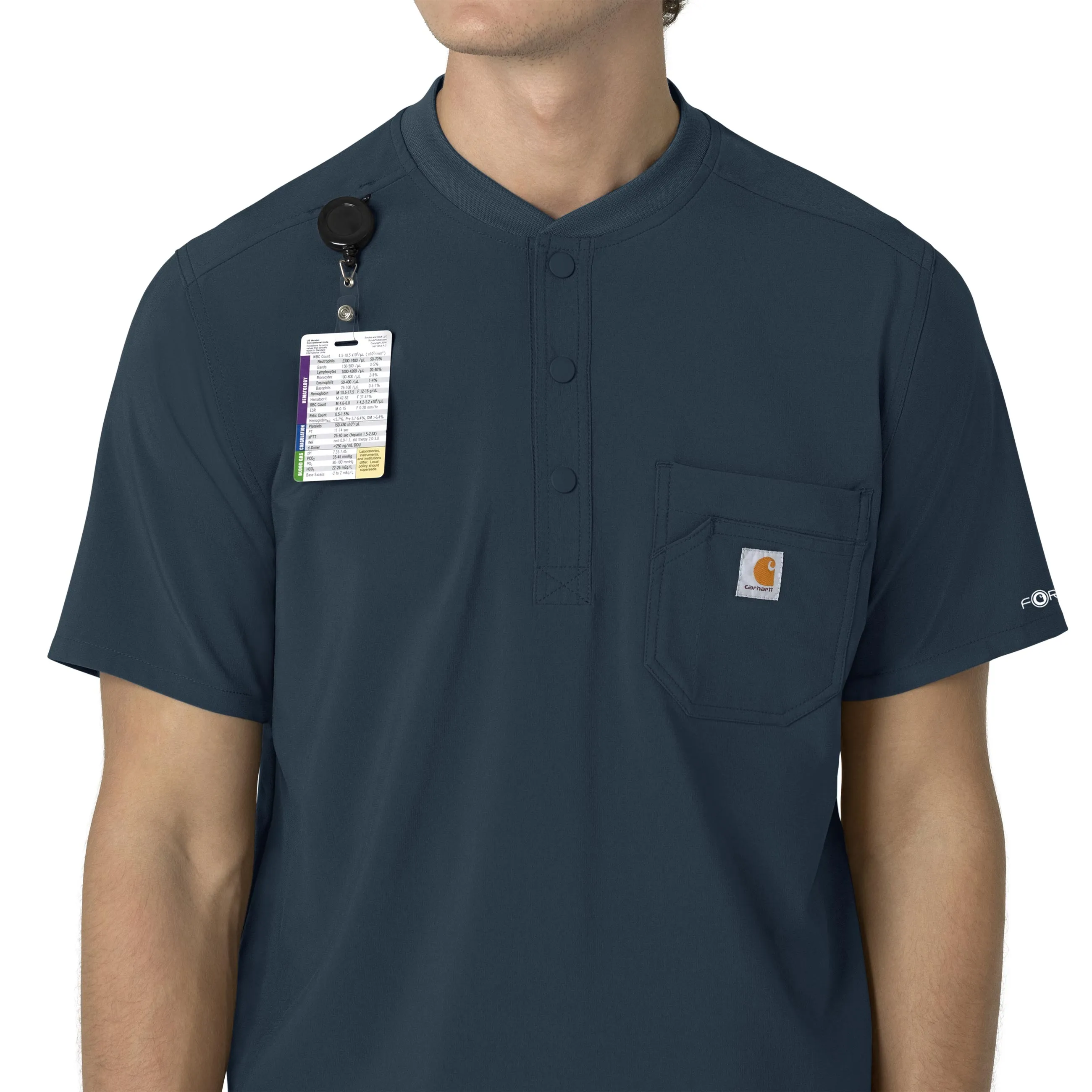 Carhartt Force Cross-Flex Men's Henley Scrub Top - Deep Navy