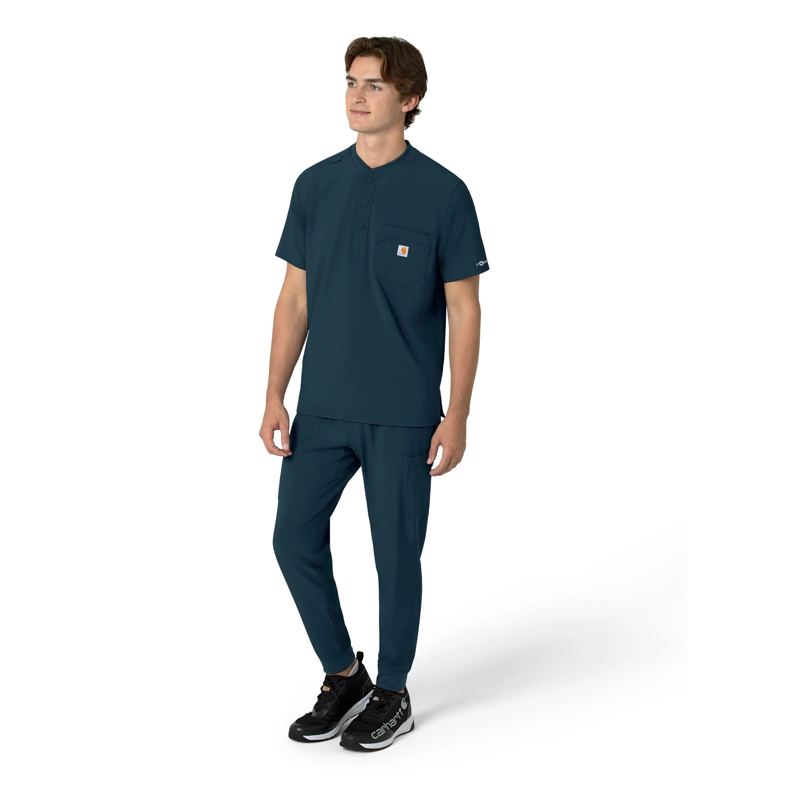 Carhartt Force Cross-Flex Men's Henley Scrub Top - Deep Navy