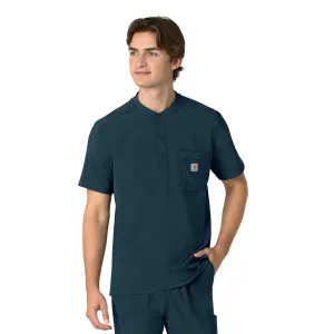Carhartt Force Cross-Flex Men's Henley Scrub Top - Deep Navy