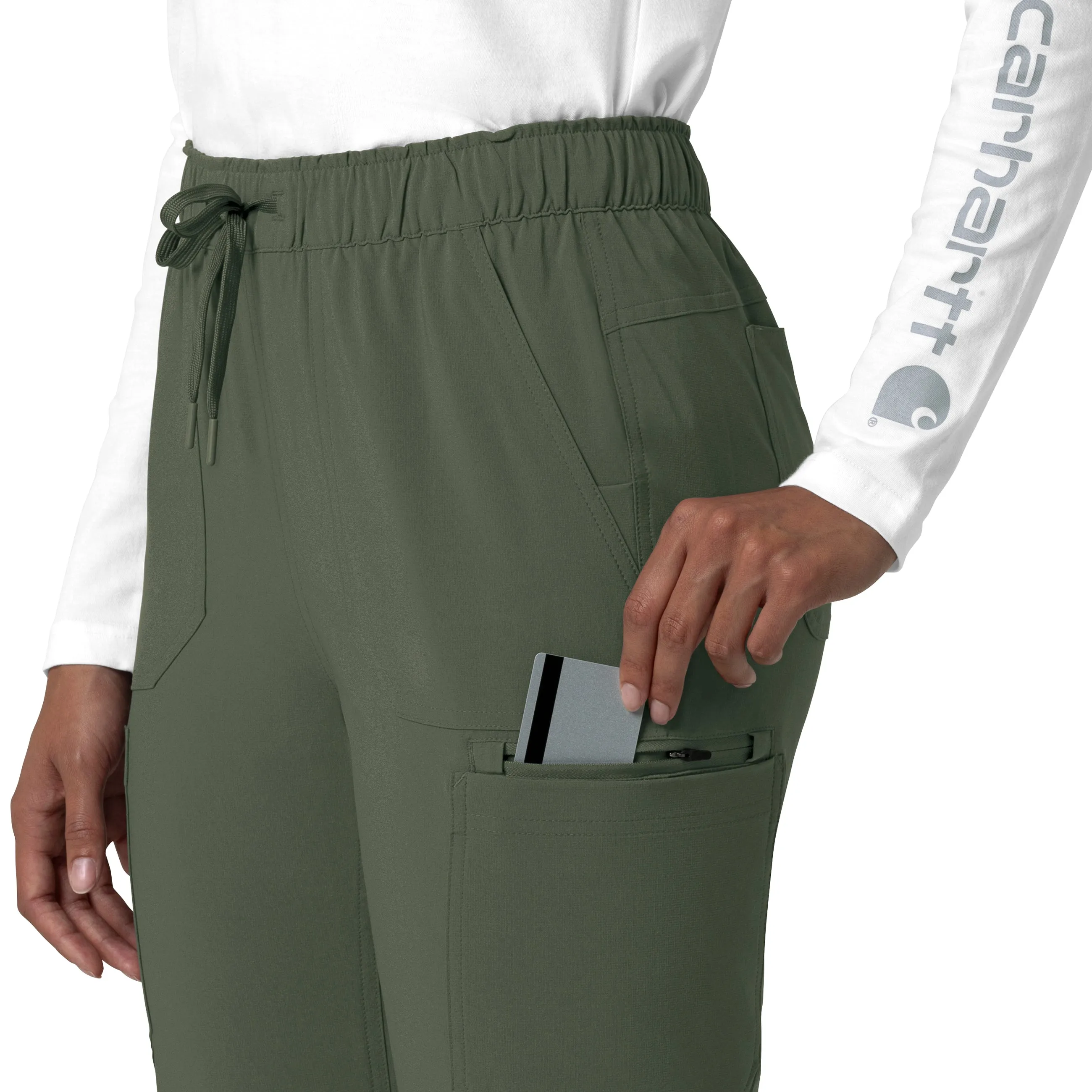 Carhartt Force Cross-Flex Women's Straight Leg Cargo Scrub Pant - Olive