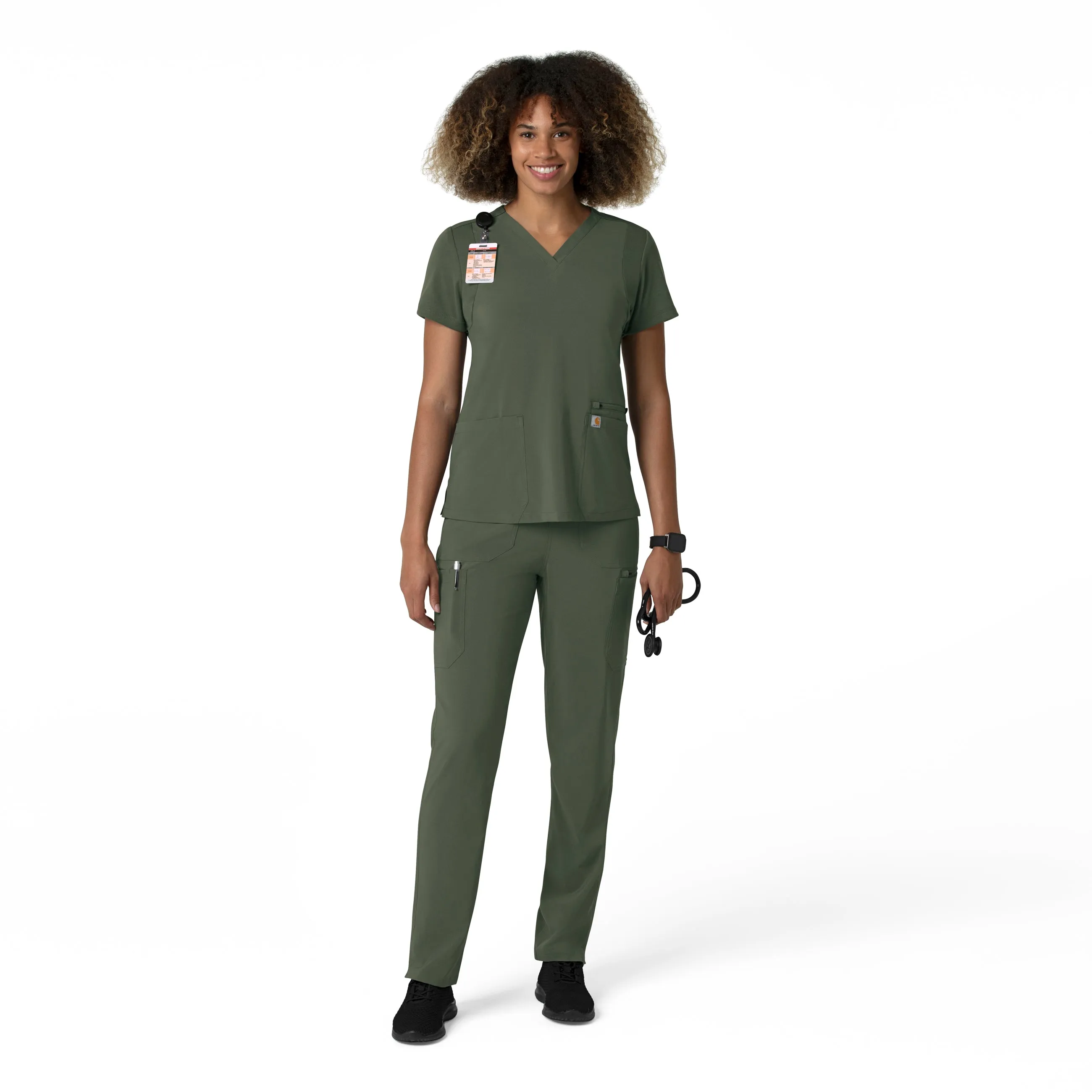 Carhartt Force Cross-Flex Women's Straight Leg Cargo Scrub Pant - Olive