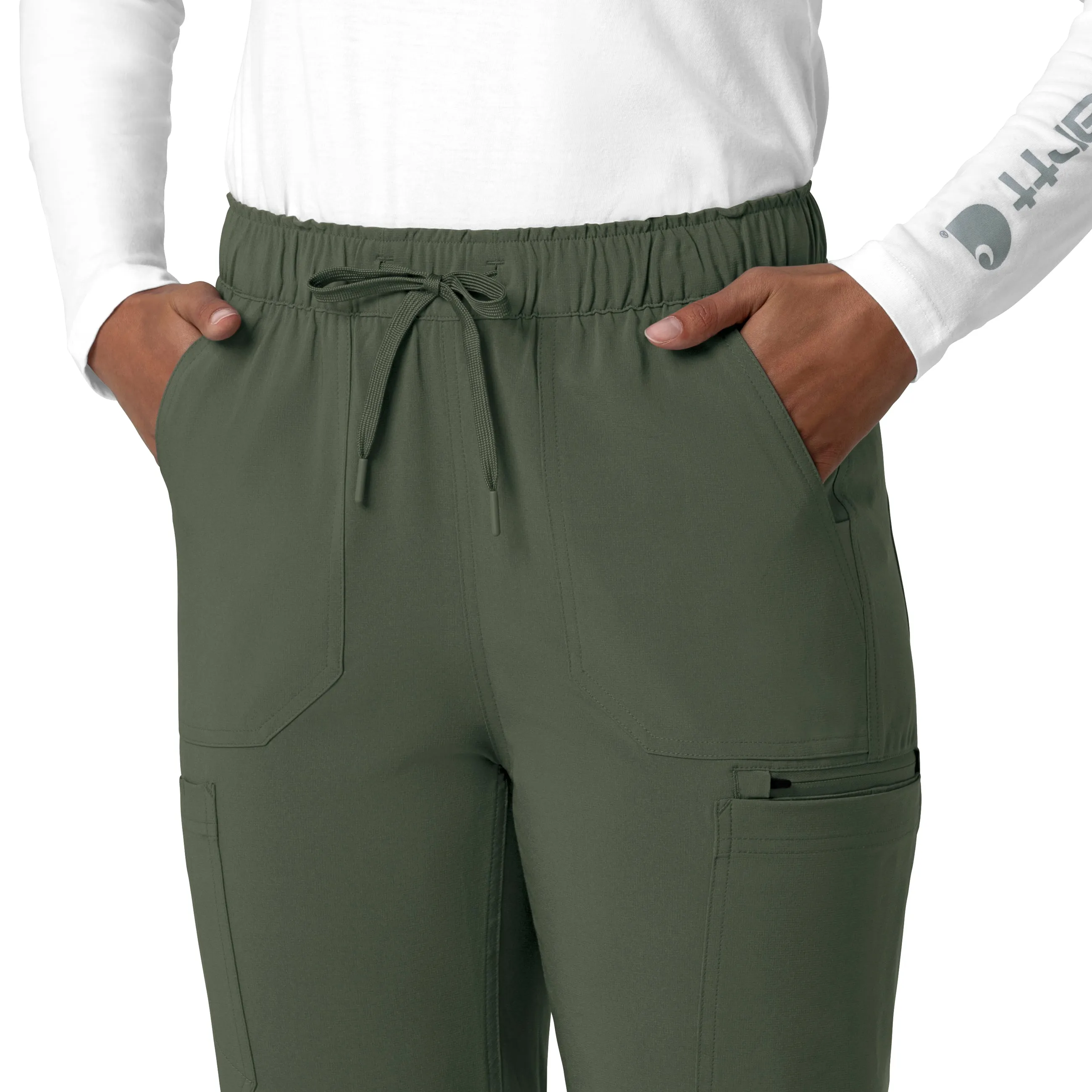 Carhartt Force Cross-Flex Women's Straight Leg Cargo Scrub Pant - Olive