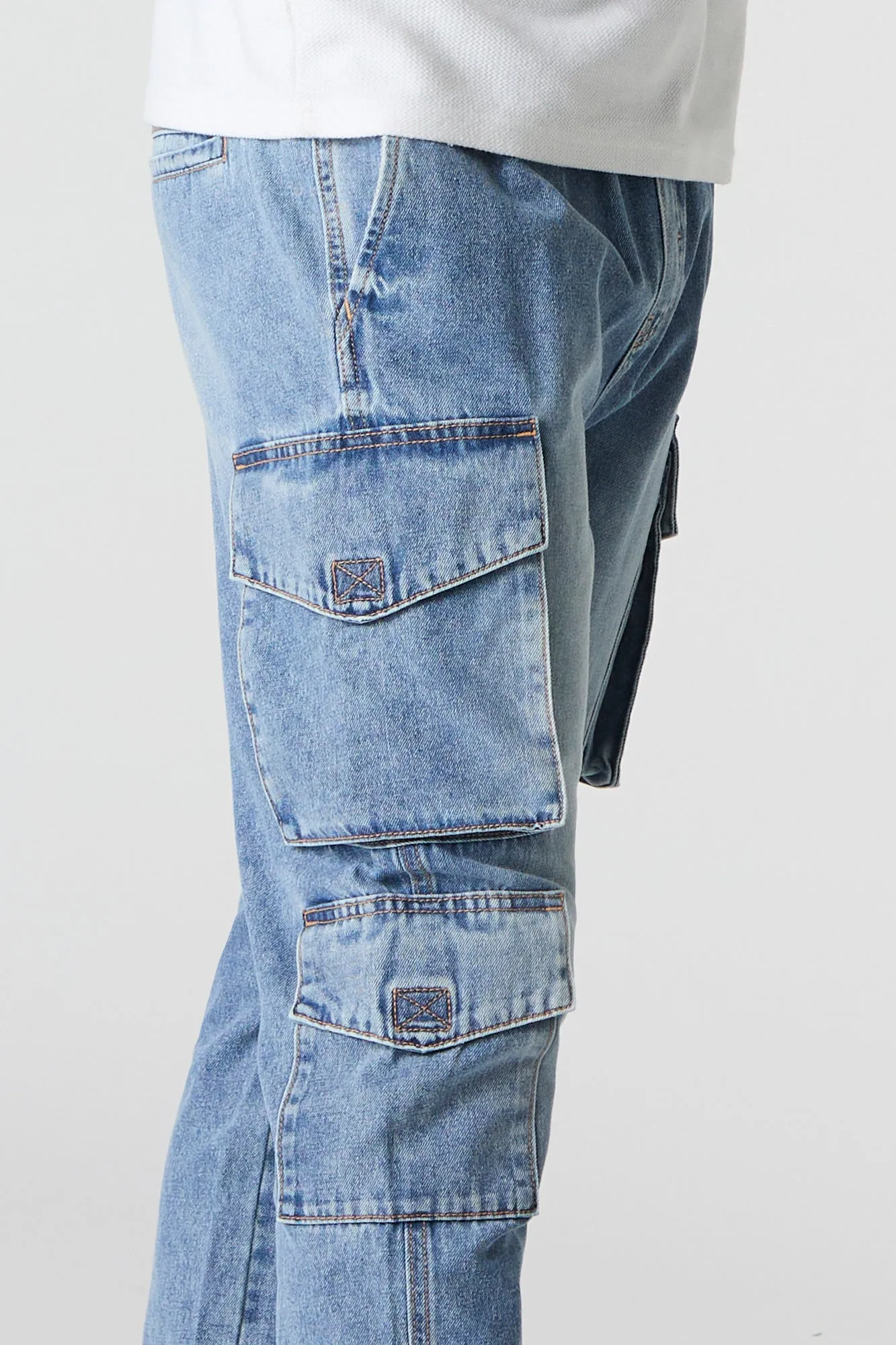 Denim Multi Pocket Cargo Jogger