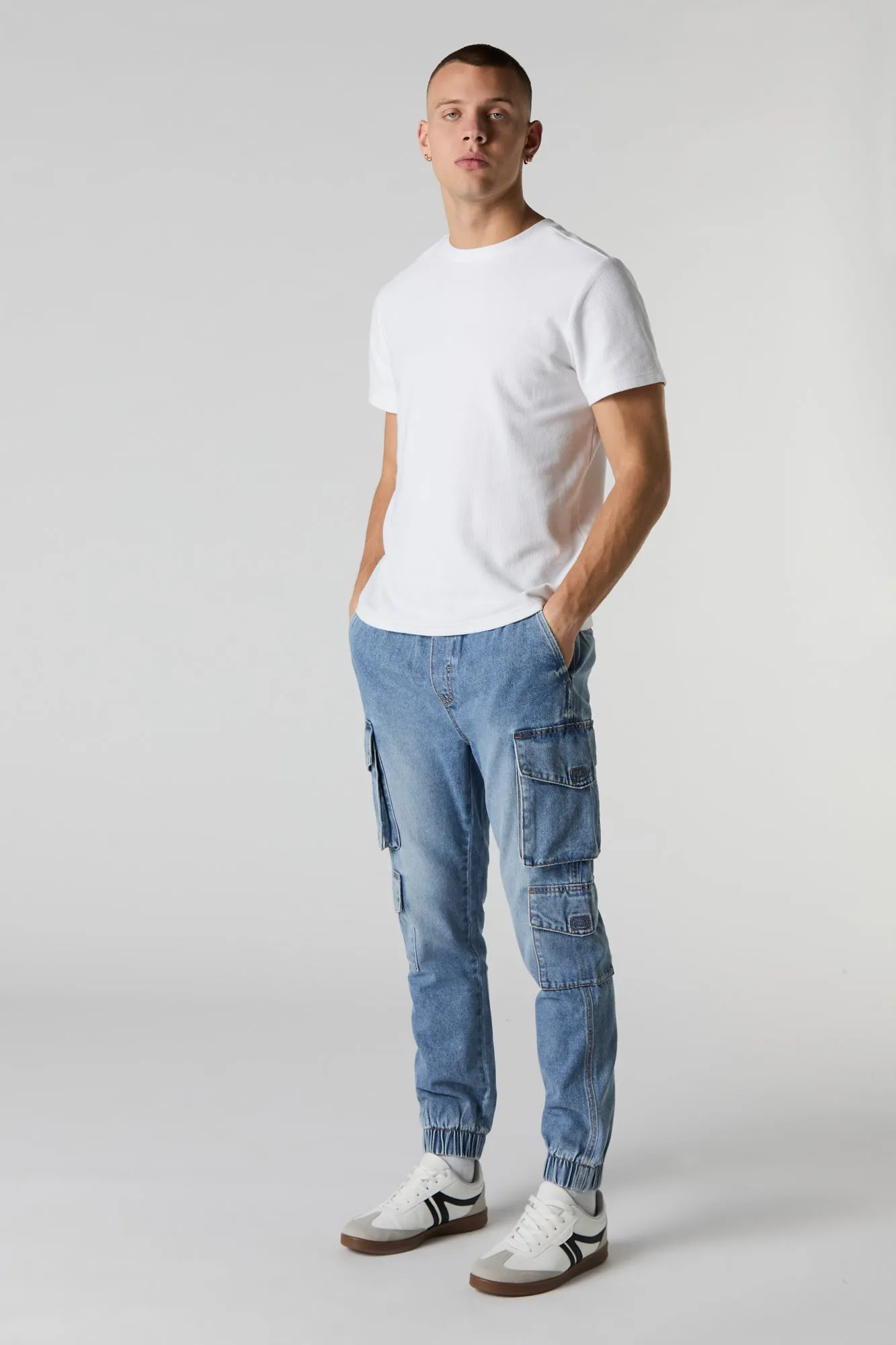 Denim Multi Pocket Cargo Jogger