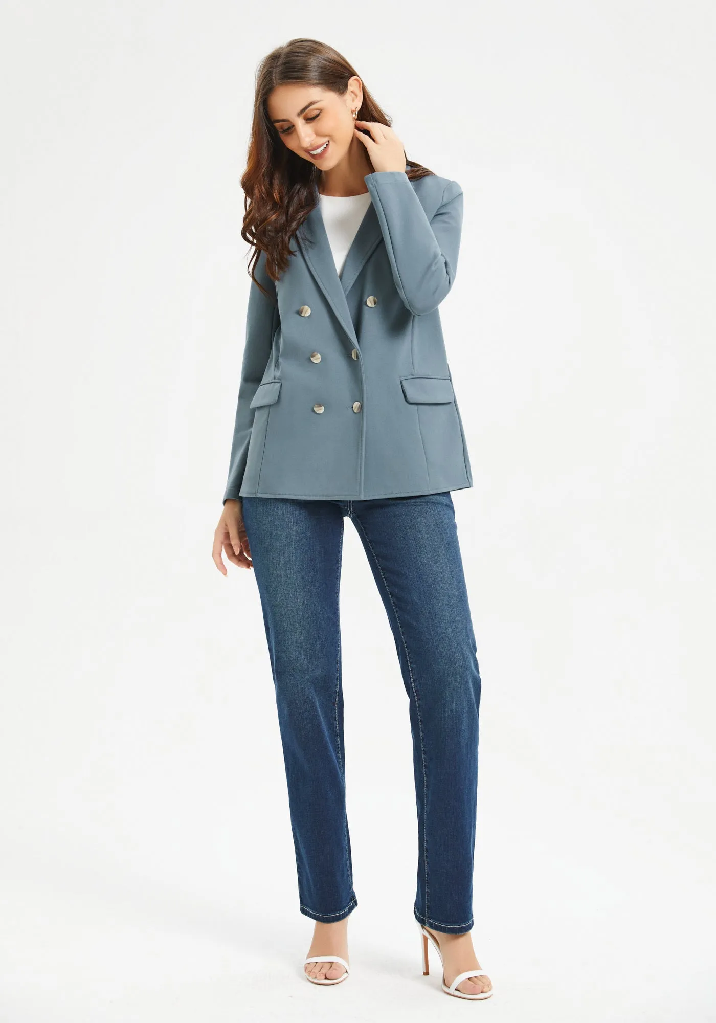 Double Breasted Blazer (Blue Haze)