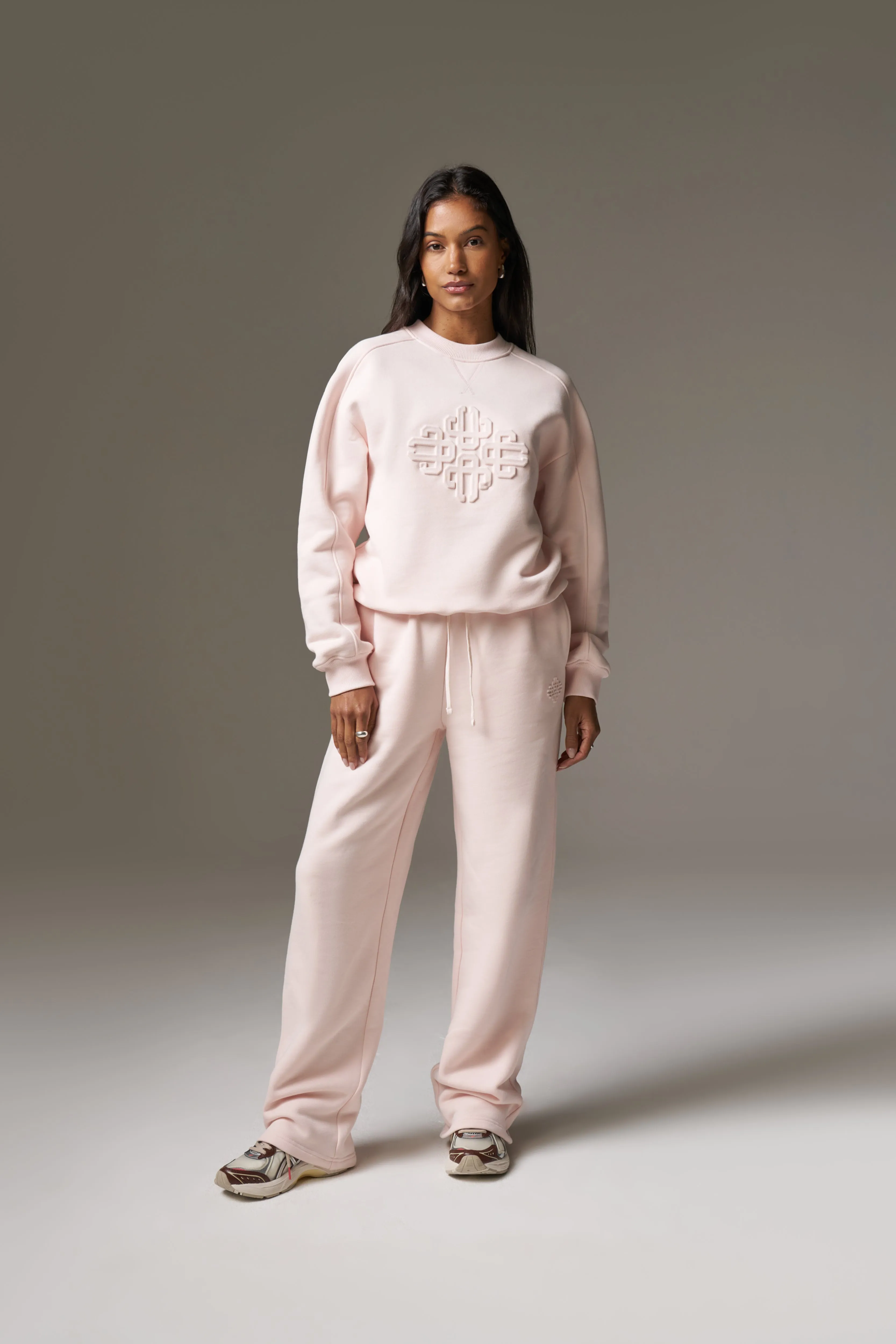 EMBOSSED STRAIGHT LEG JOGGERS - PINK