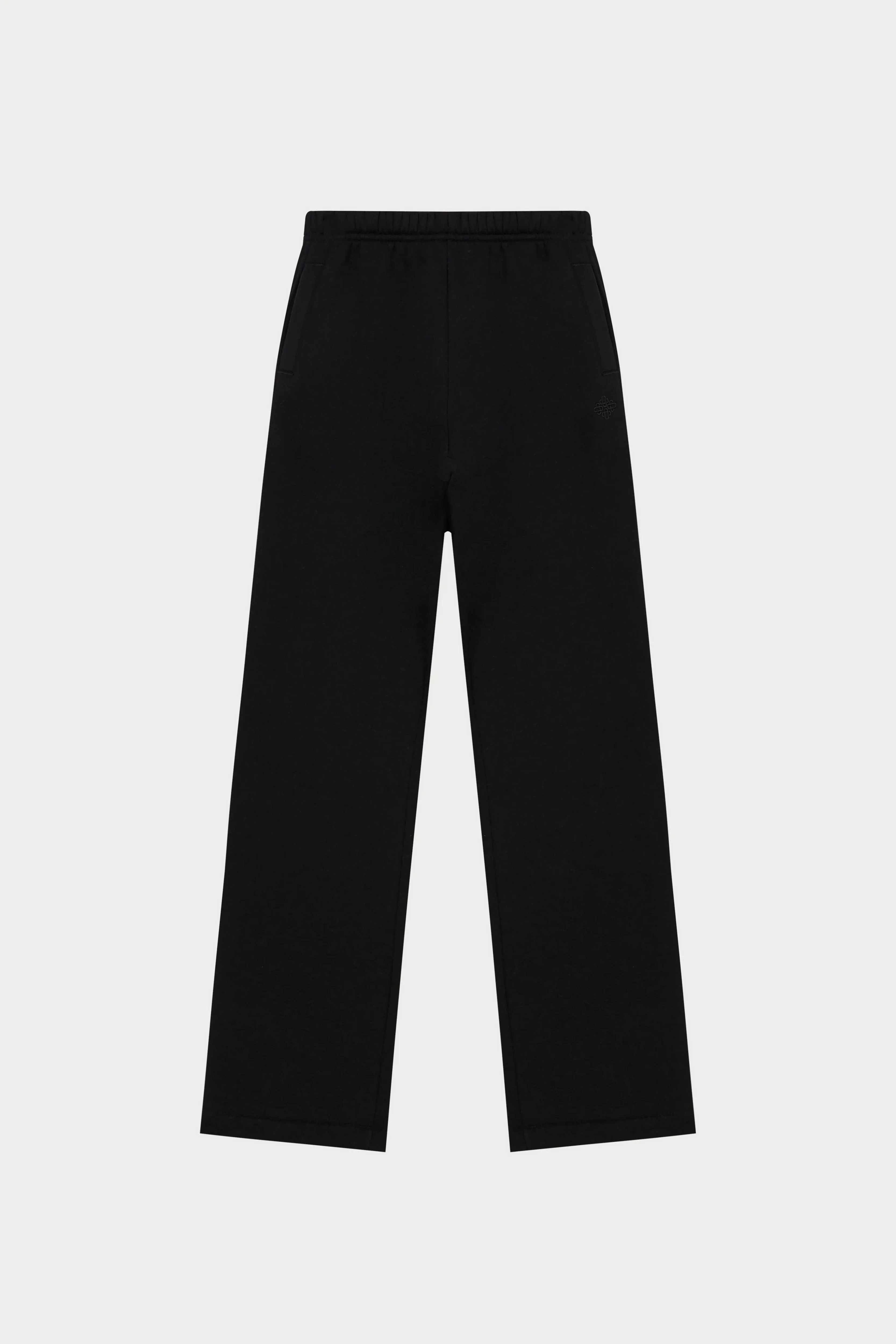 EMBROIDERED CREST RELAXED JOGGERS - BLACK