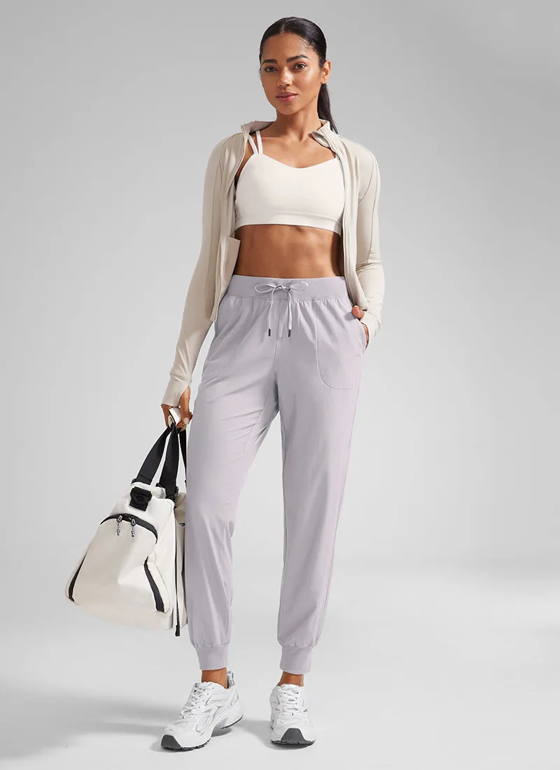 Feathery-Fit Drawstring Jogger with Pockets 28'' - Flat Waistband
