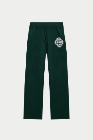 FLUFFY EMBLEM KNITTED JOGGERS - FOREST GREEN