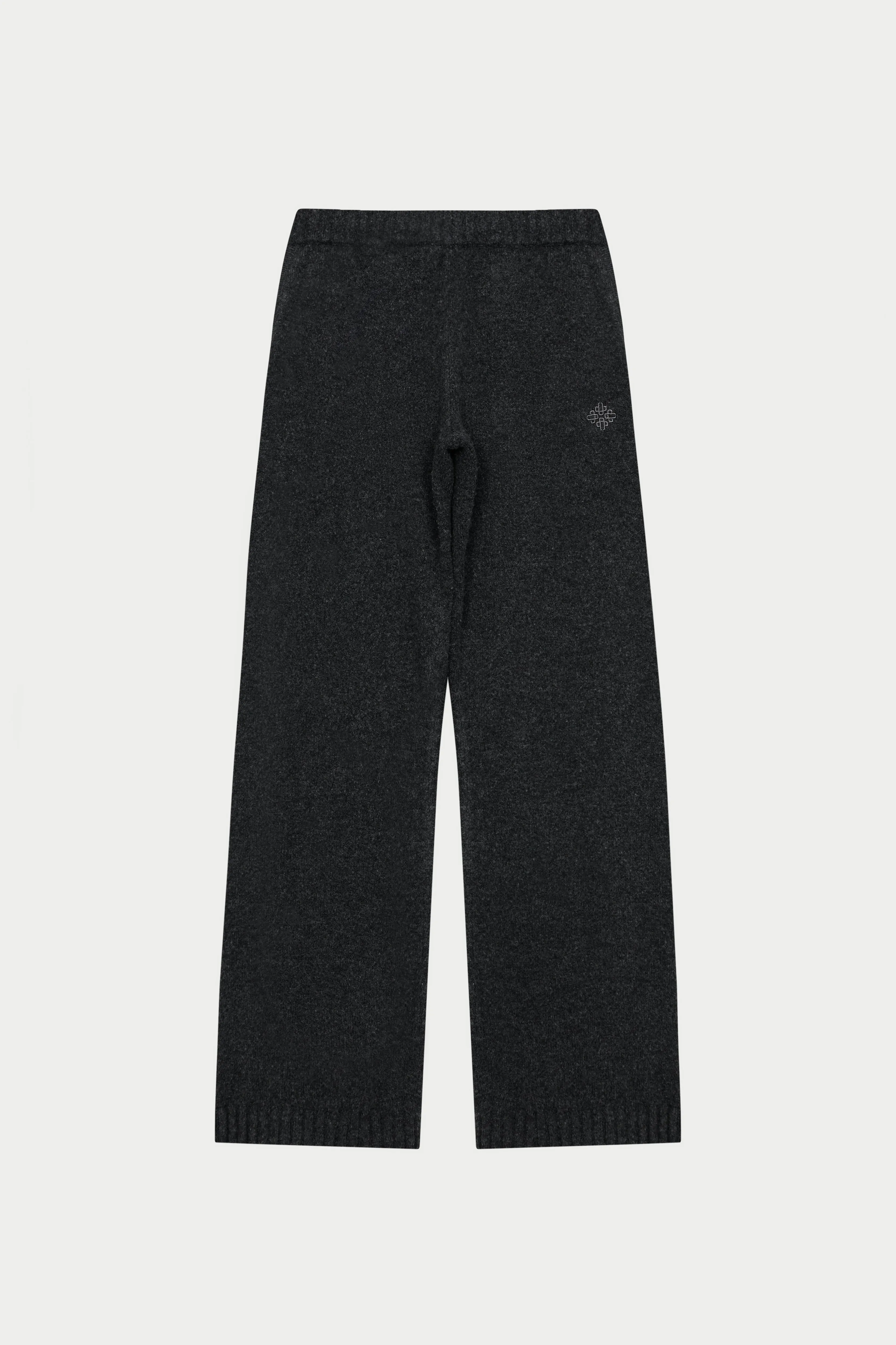 FLUFFY KNIT EMBLEM EMBROIDERED JOGGER - CHARCOAL