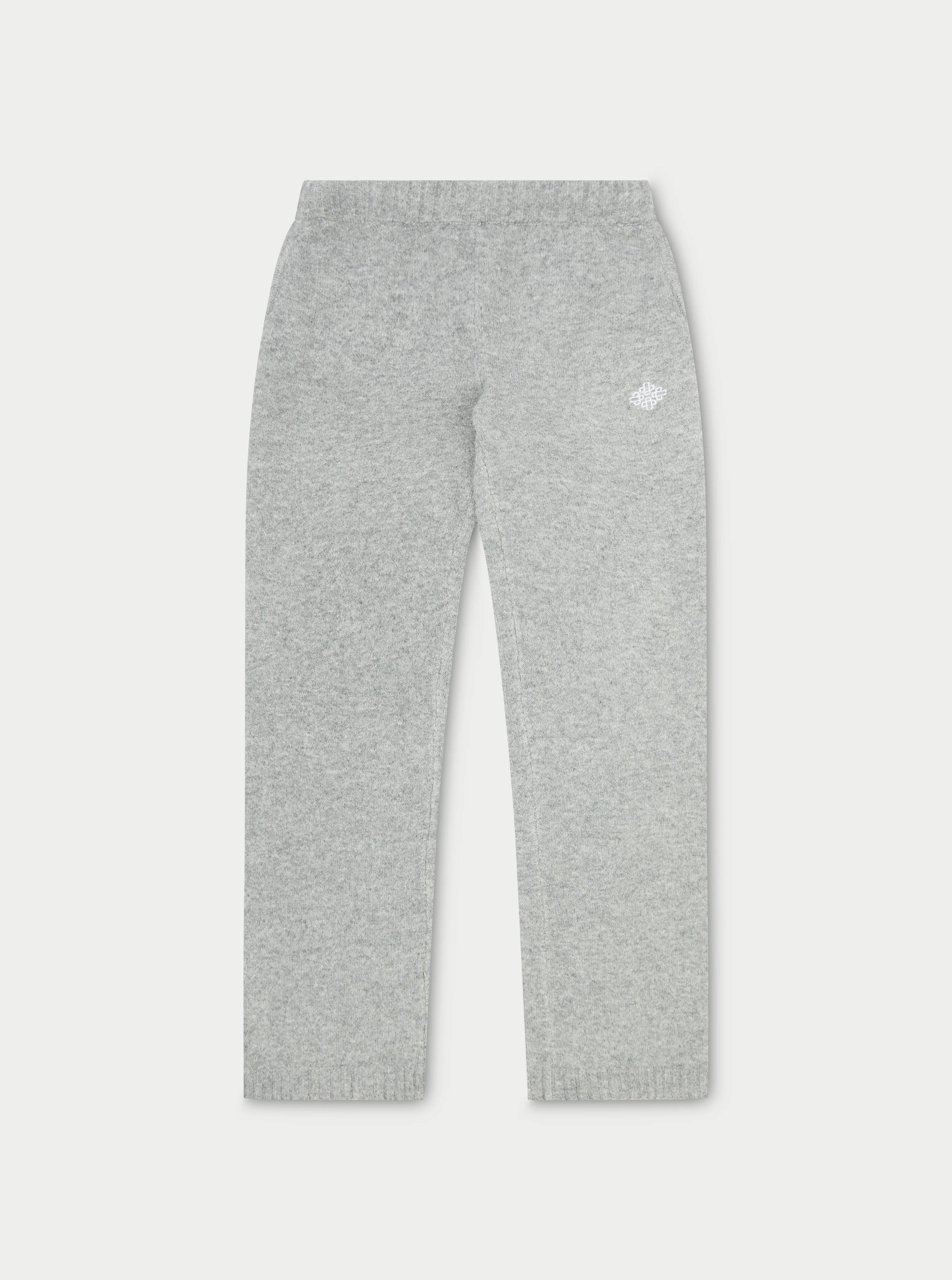 FLUFFY KNIT EMBLEM EMBROIDERED JOGGER - GREY MARL