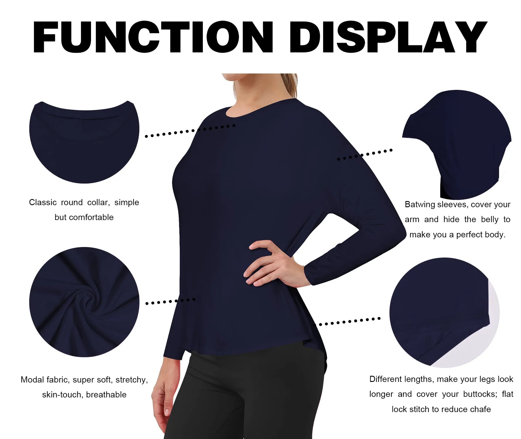 Golf Batwing Tunic Tops darknavy_Golf