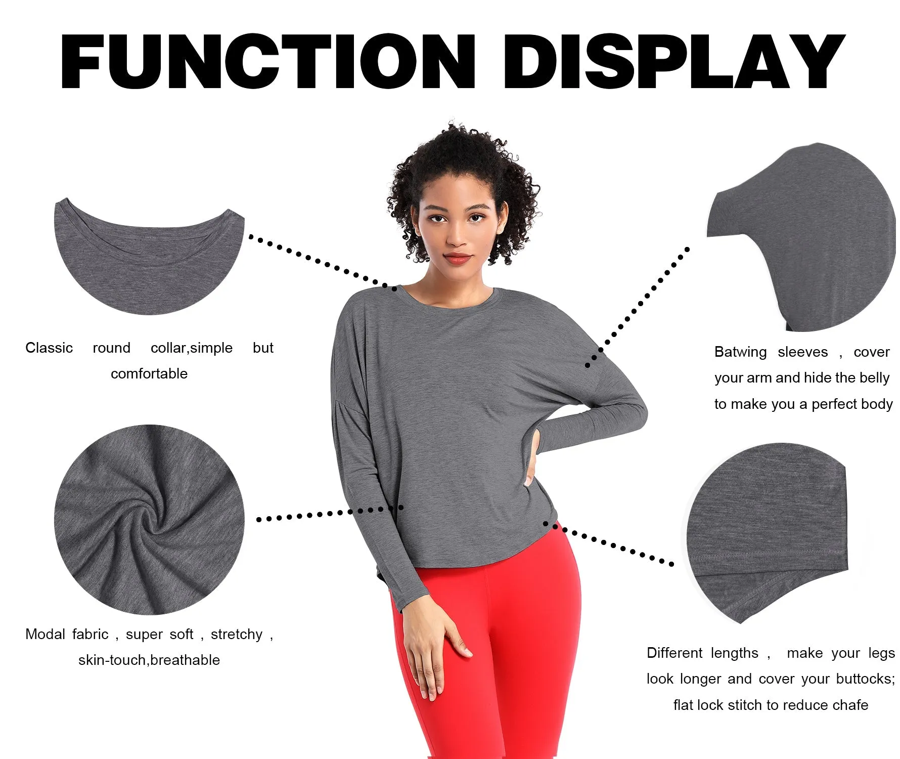 Golf Batwing Tunic Tops heathercharcoal_Golf
