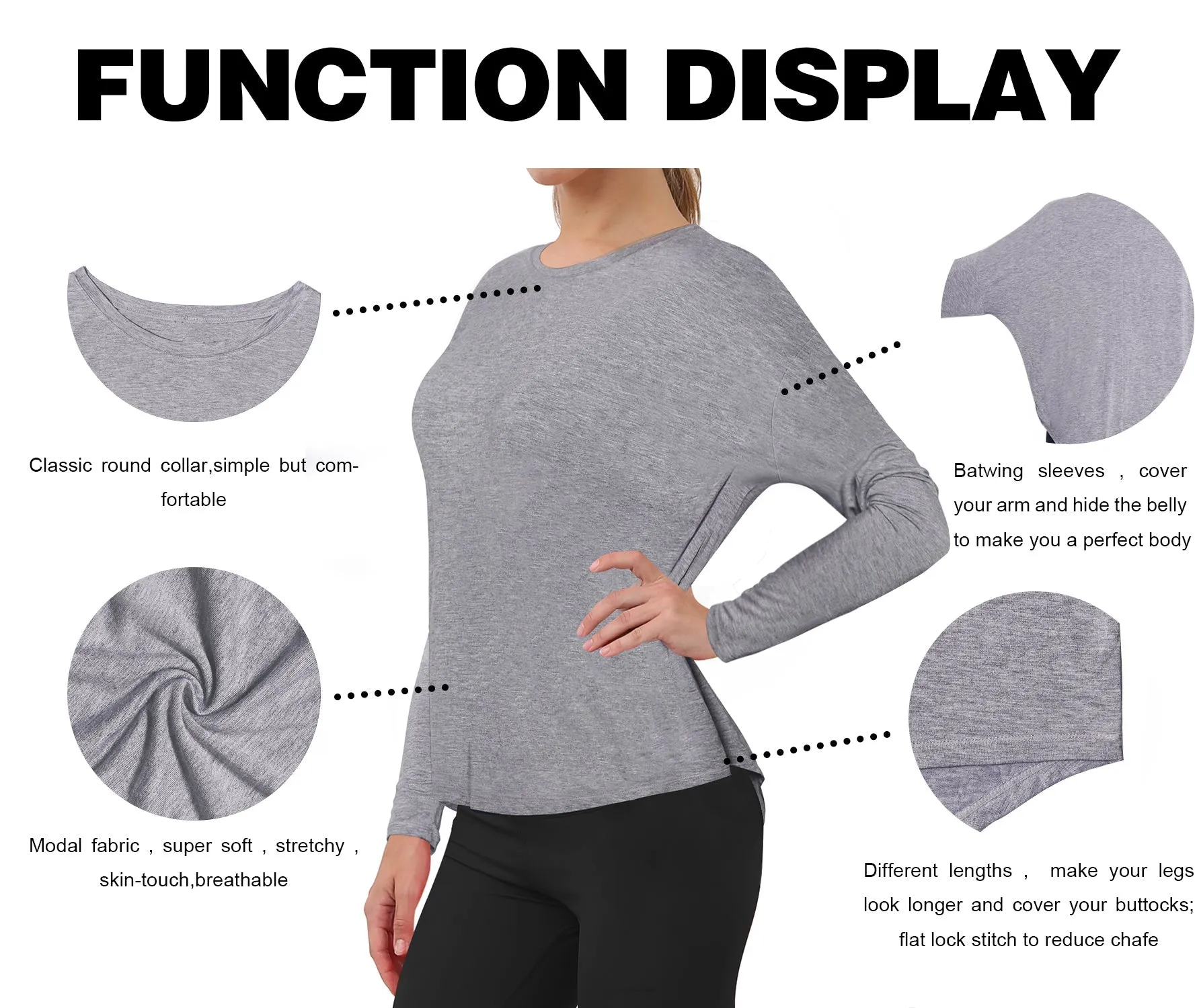 Golf Batwing Tunic Tops heathergray_Golf