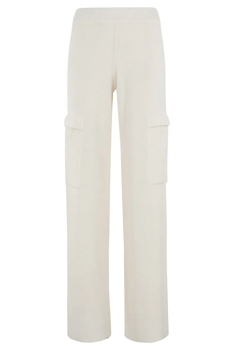 Ivory Wide-Leg Jogging Pants