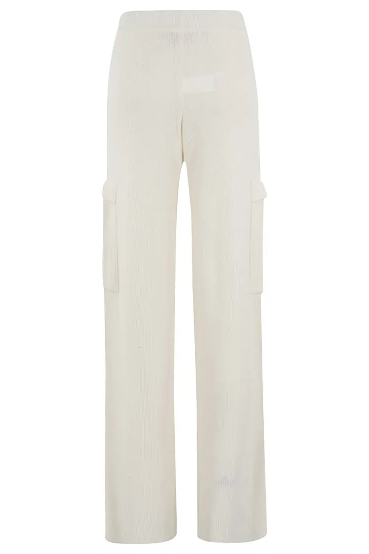 Ivory Wide-Leg Jogging Pants