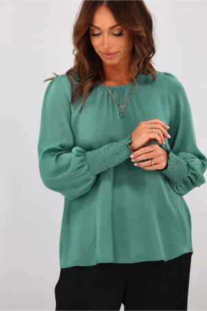 Jane James Madison Puffed Sleeve Blouse Teal