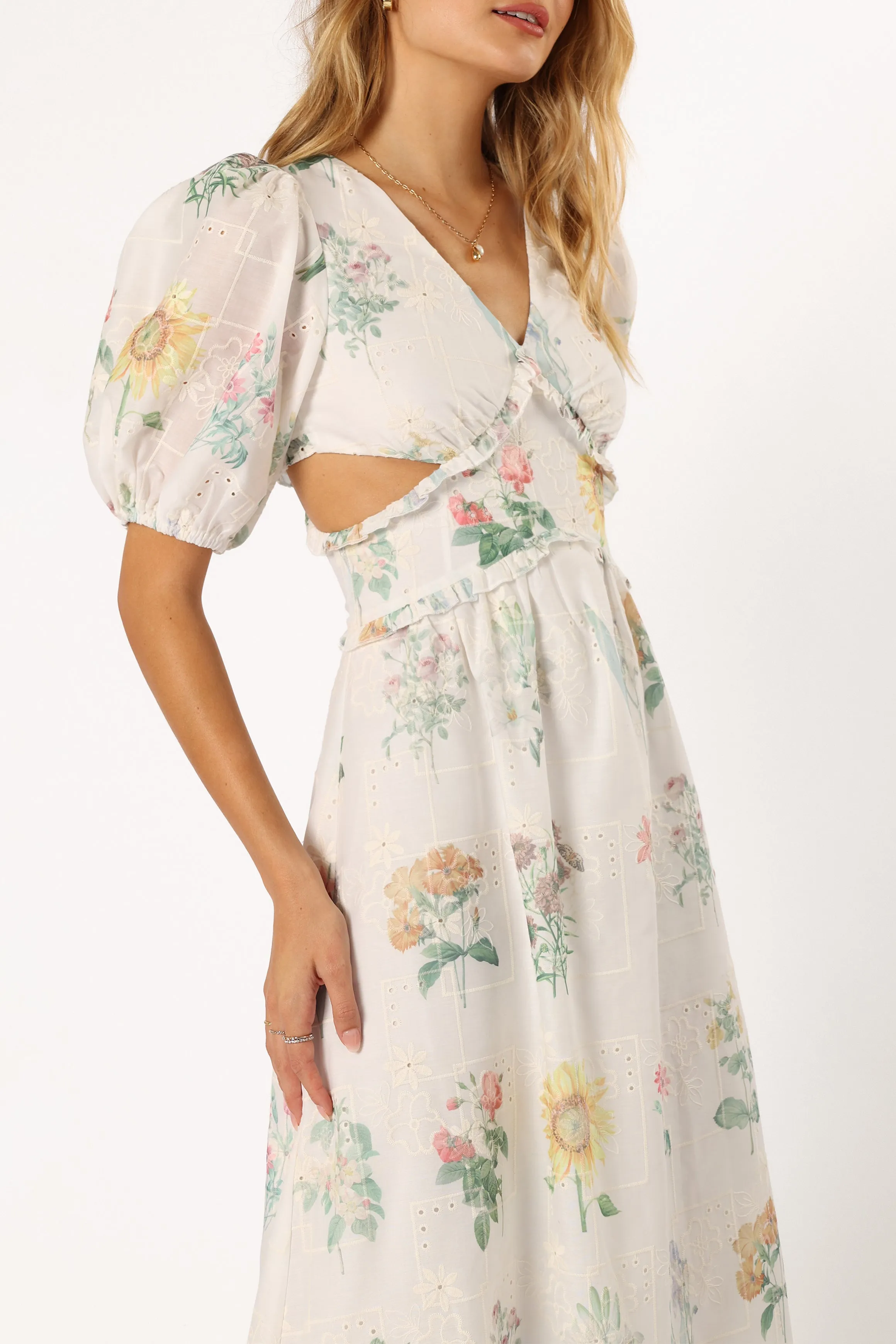 Jemima Puff Shoulder Maxi Dress - Floral