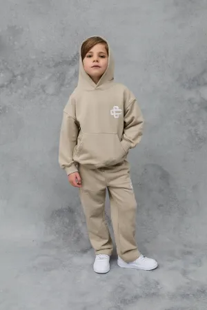 JNR EMBLEM APPLIQUE JOGGERS - BEIGE