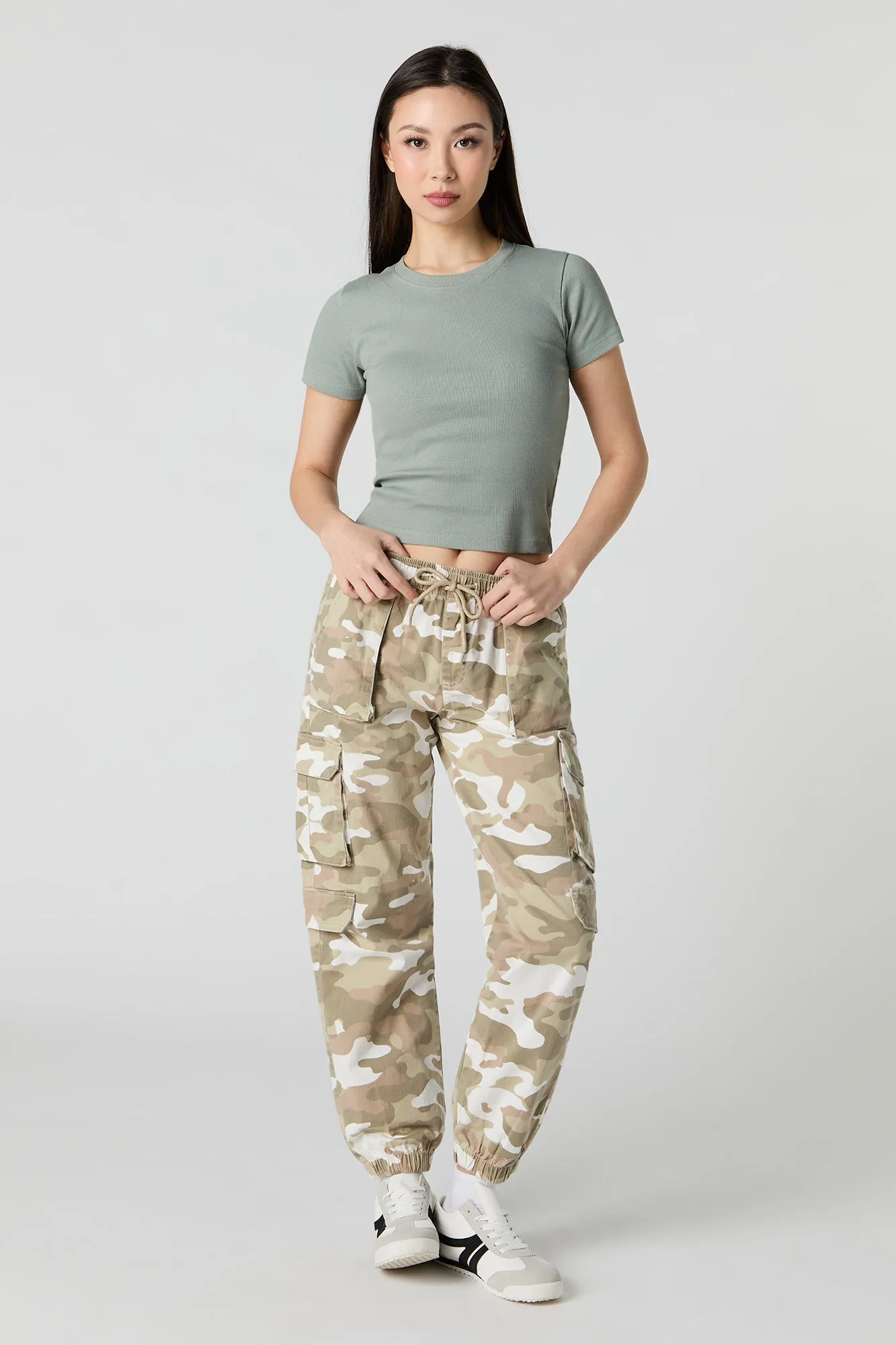 Jogger cargo à taille coulissante