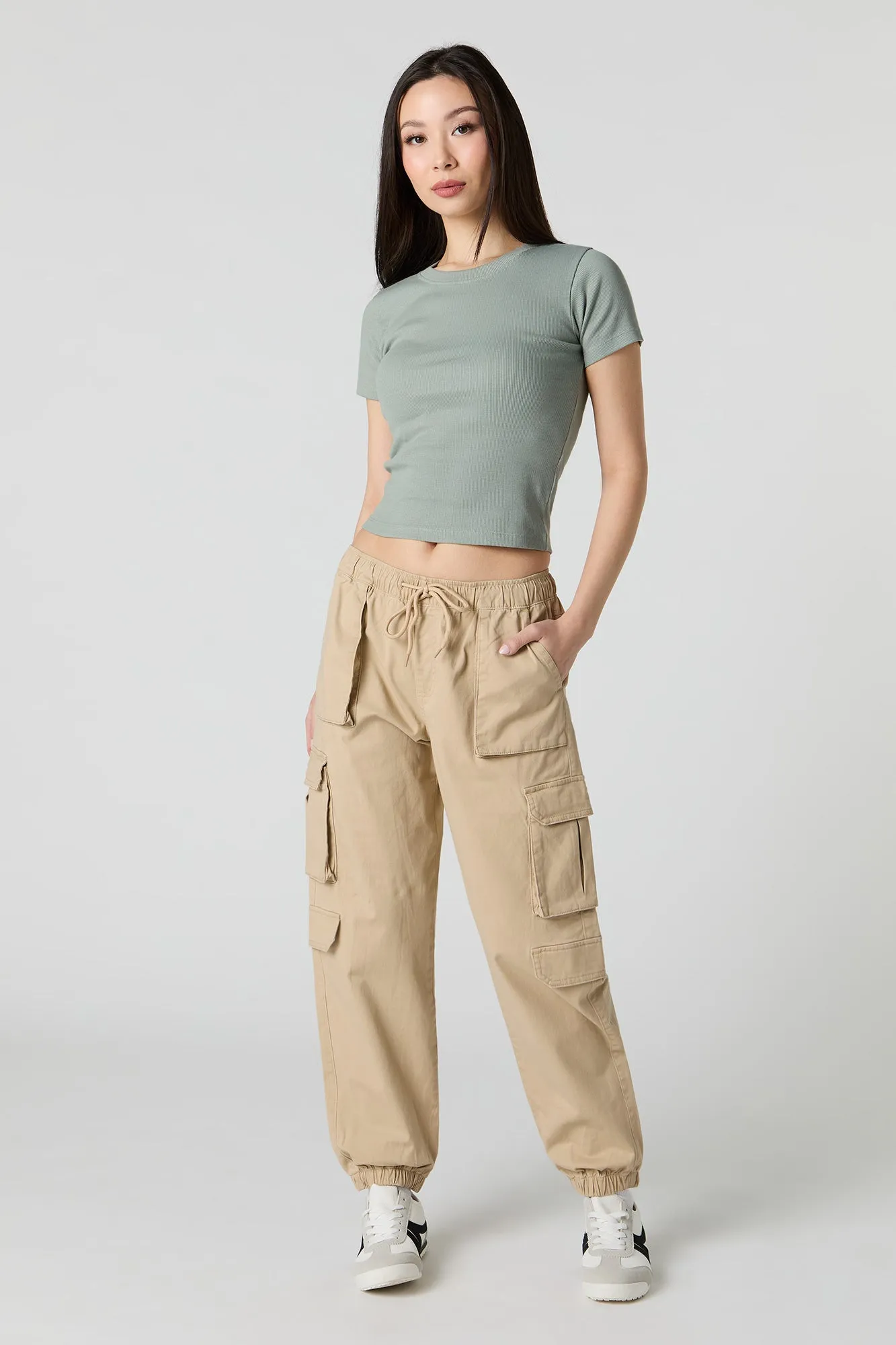 Jogger cargo à taille coulissante